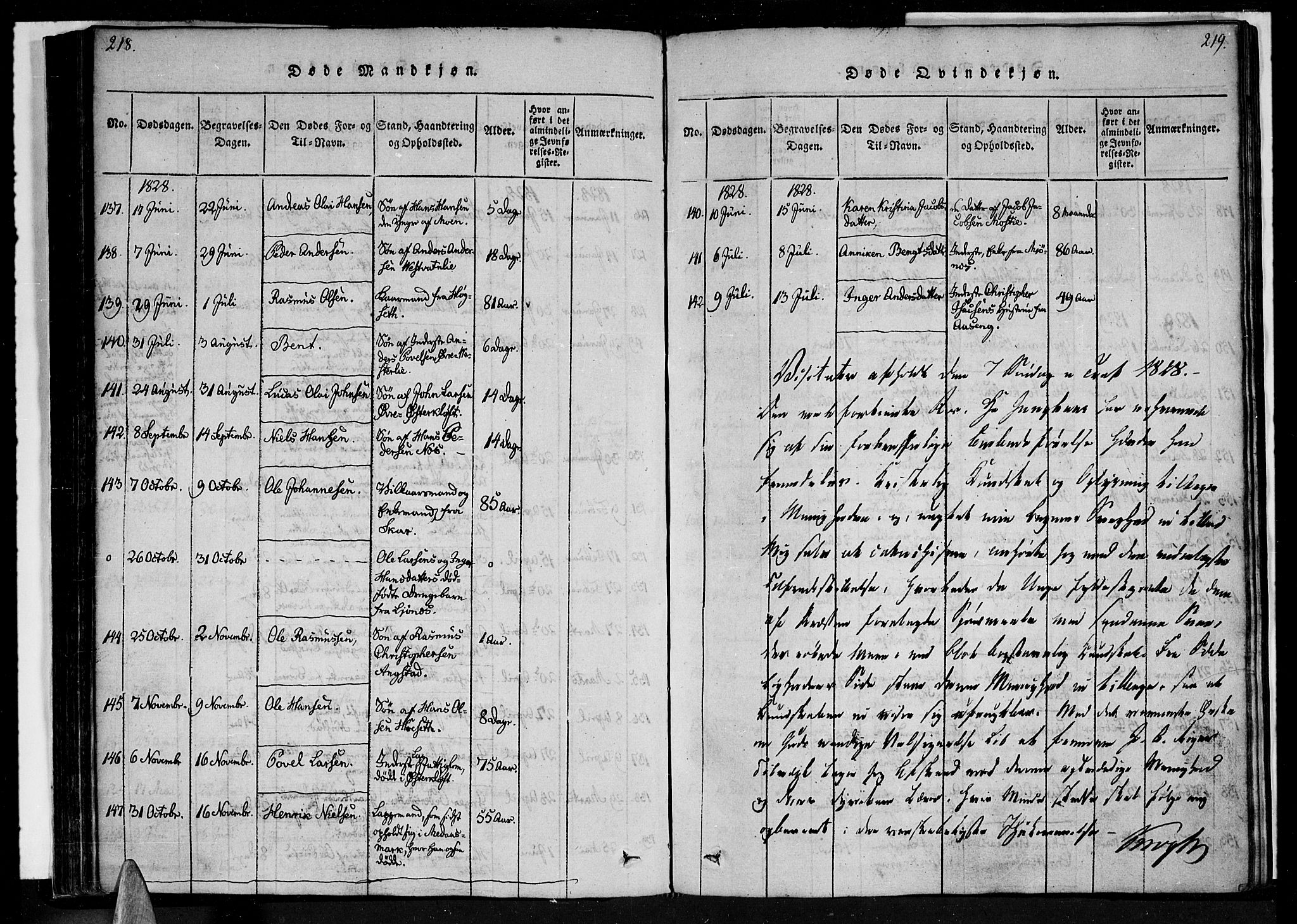 Ministerialprotokoller, klokkerbøker og fødselsregistre - Nordland, SAT/A-1459/852/L0736: Parish register (official) no. 852A06, 1820-1833, p. 218-219