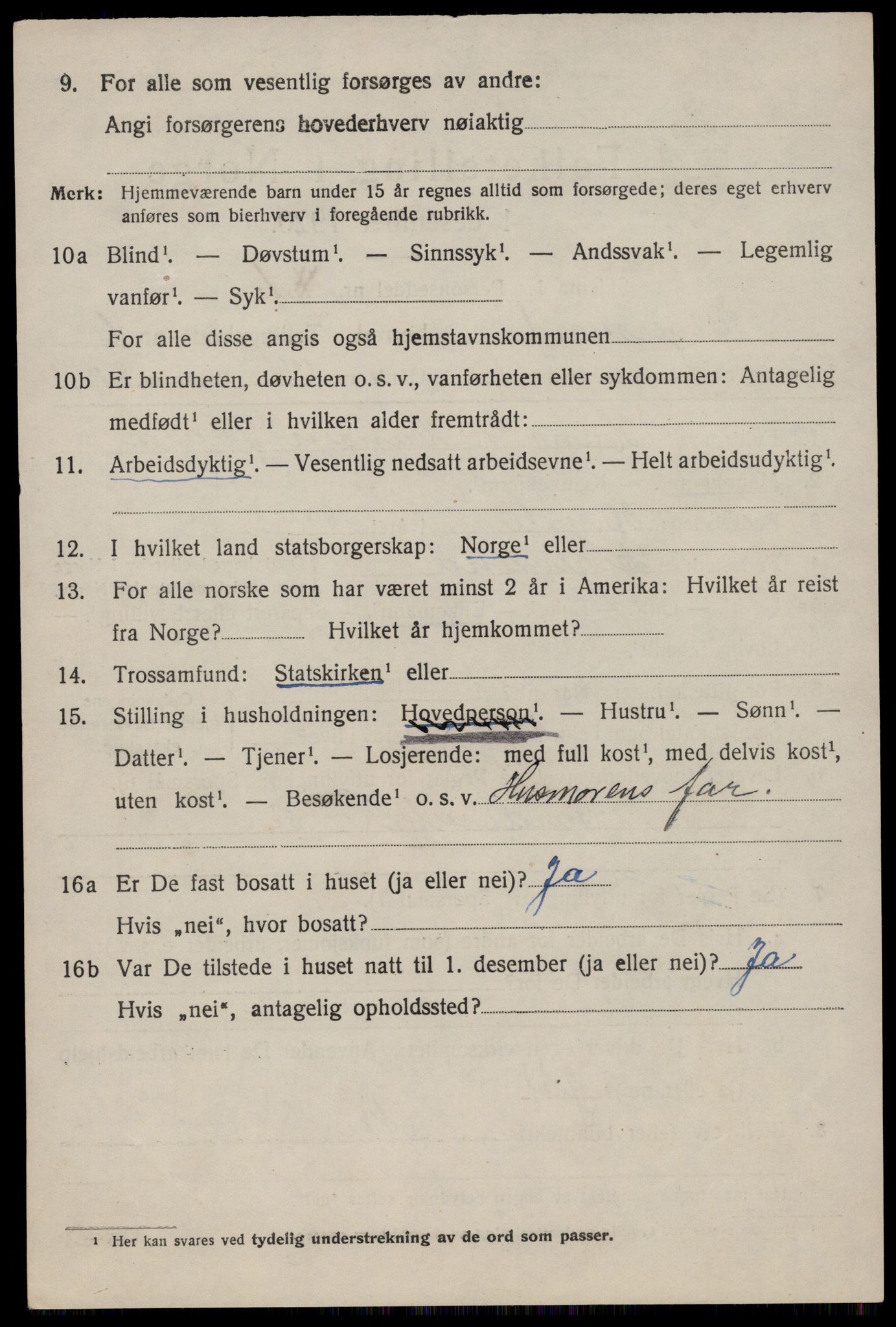 SAST, 1920 census for Eigersund, 1920, p. 3882