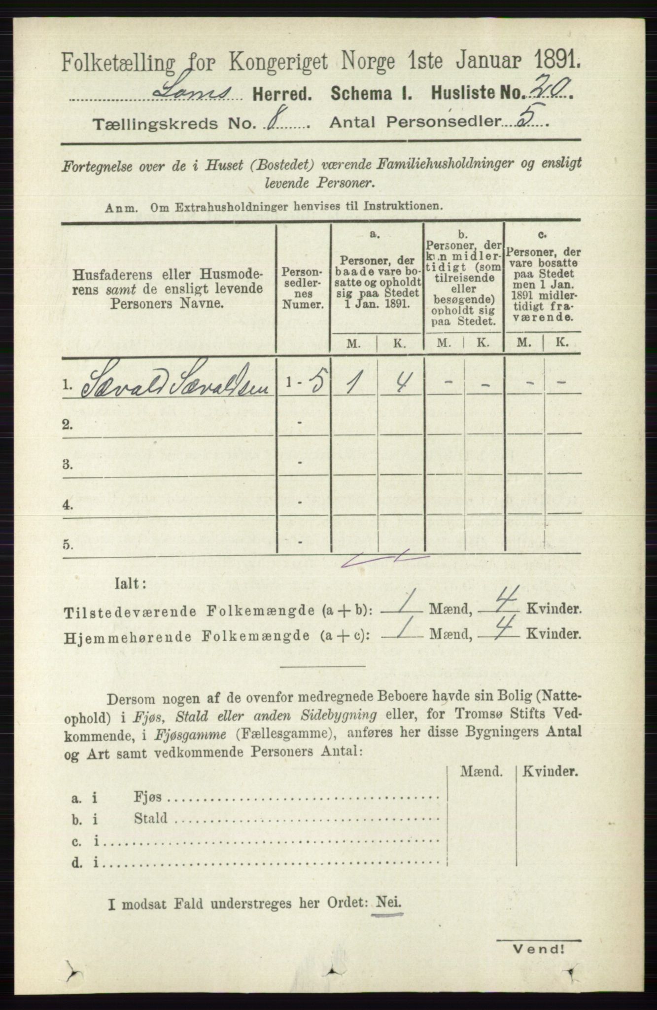 RA, 1891 census for 0514 Lom, 1891, p. 3062