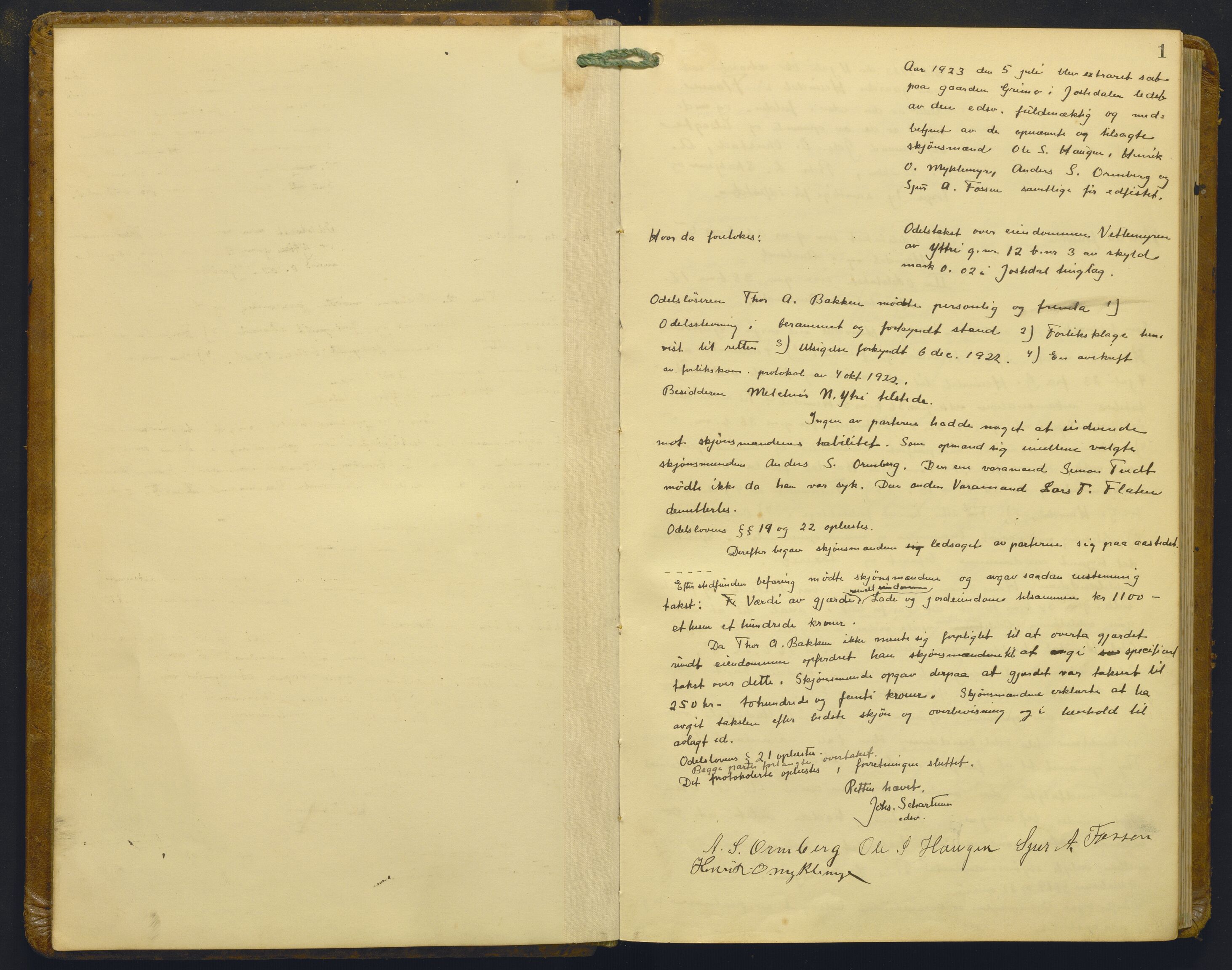 Indre Sogn tingrett, AV/SAB-A-3301/1/F/Fb/Fba/L0015: Sivile og offentlege saker, Bb 11, 1923-1928, p. 1a