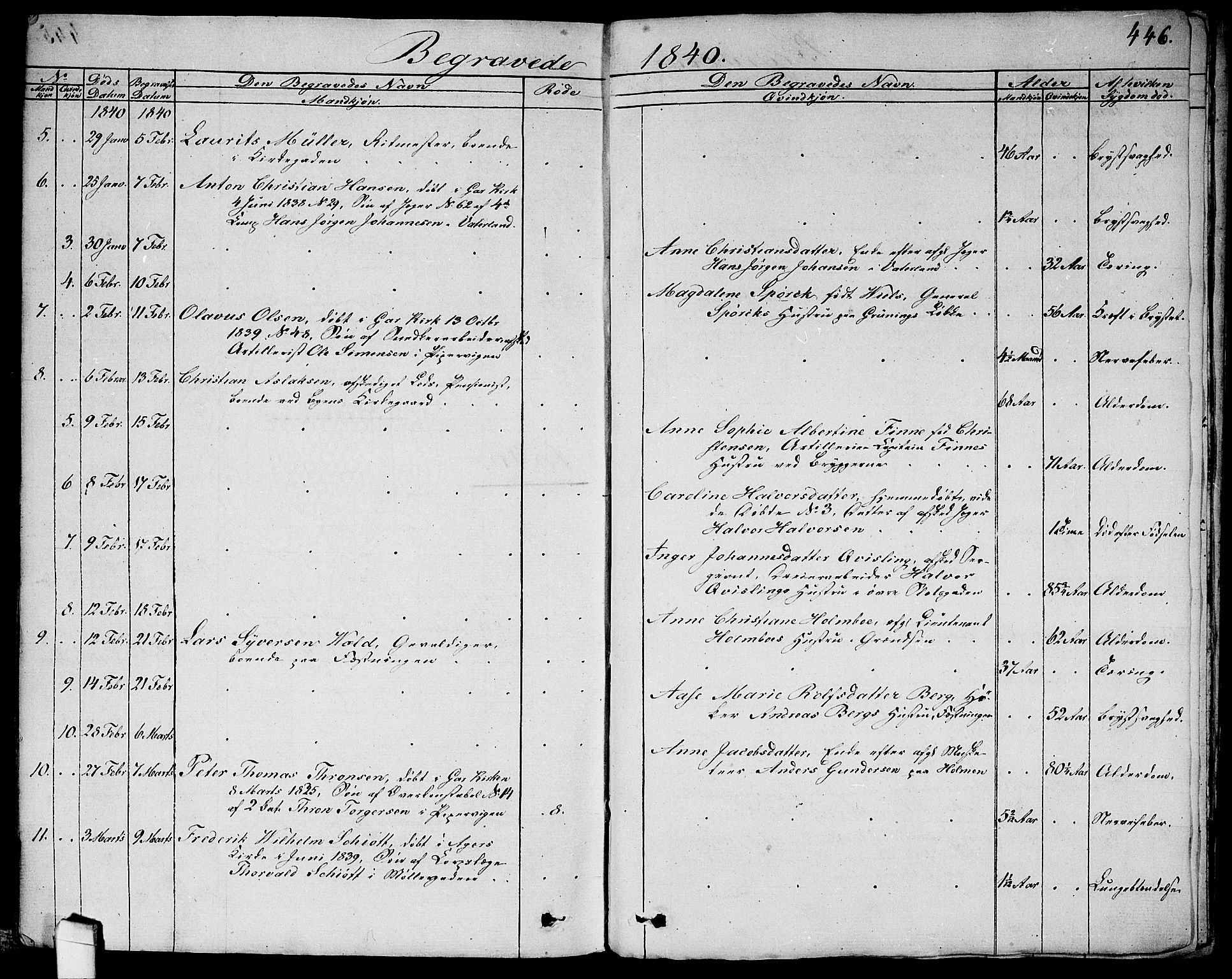 Garnisonsmenigheten Kirkebøker, AV/SAO-A-10846/G/Ga/L0004: Parish register (copy) no. 4, 1828-1840, p. 446