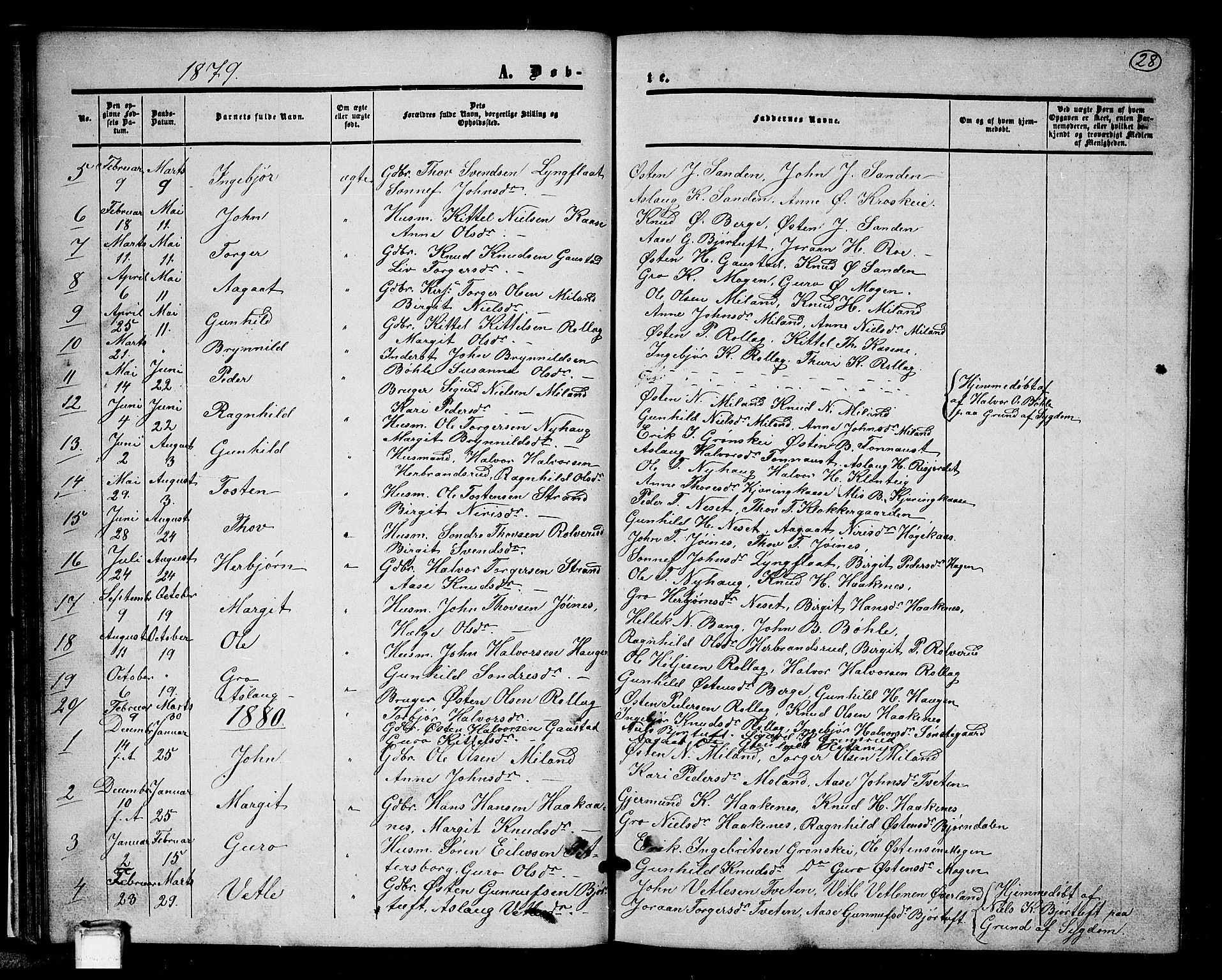 Tinn kirkebøker, SAKO/A-308/G/Gb/L0002: Parish register (copy) no. II 2, 1851-1886, p. 28