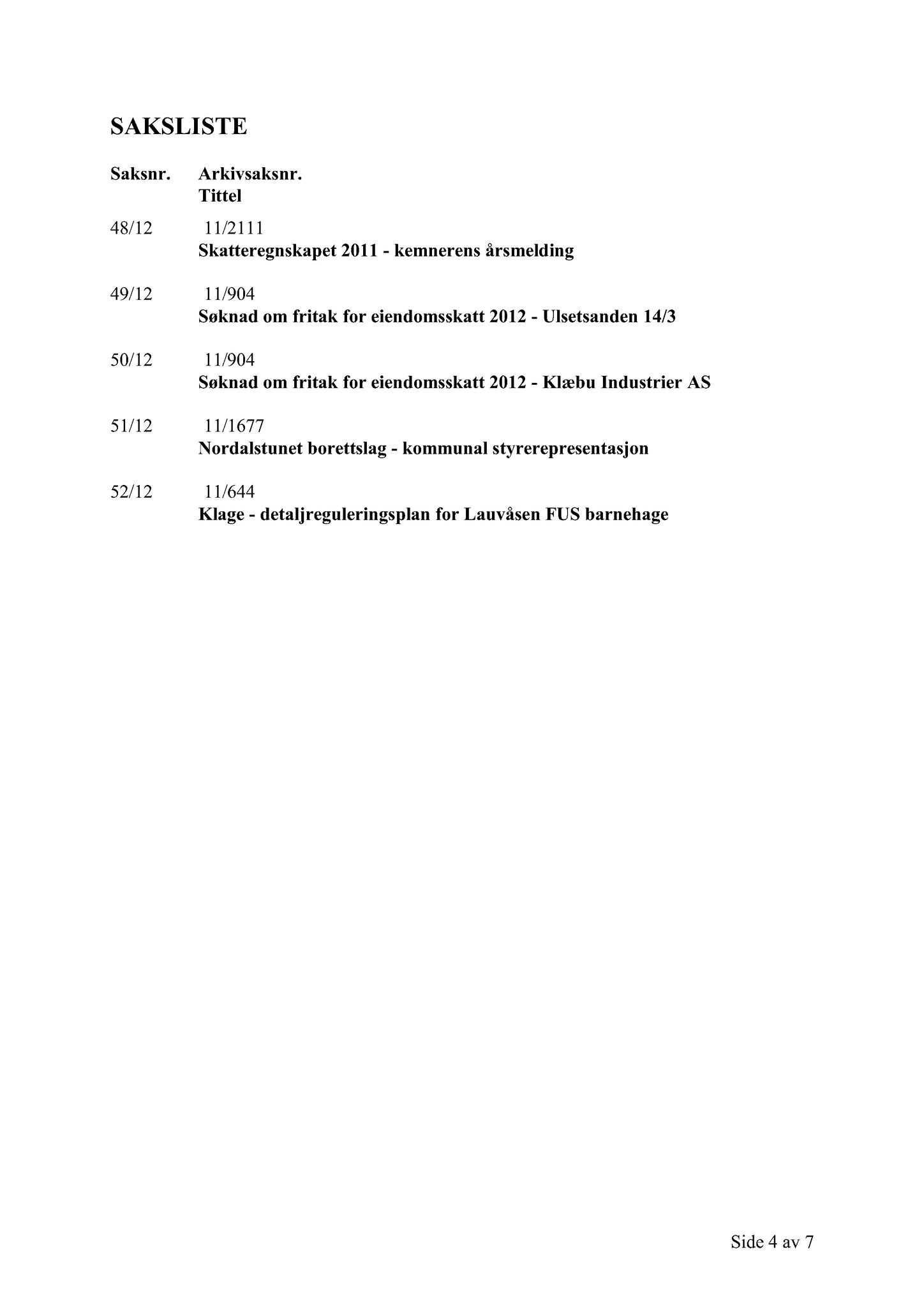 Klæbu Kommune, TRKO/KK/02-FS/L005: Formannsskapet - Møtedokumenter, 2012, p. 1226