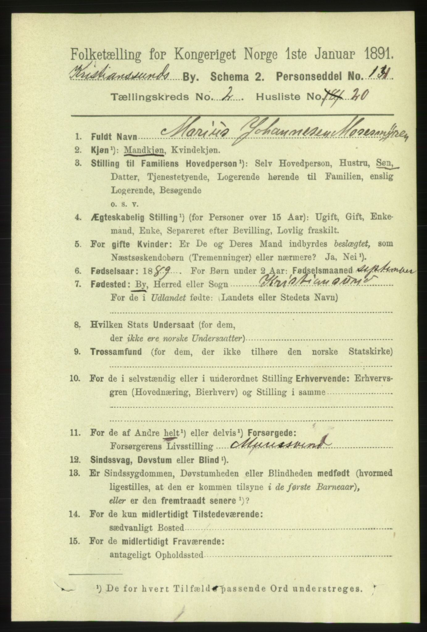 RA, 1891 census for 1503 Kristiansund, 1891, p. 2782