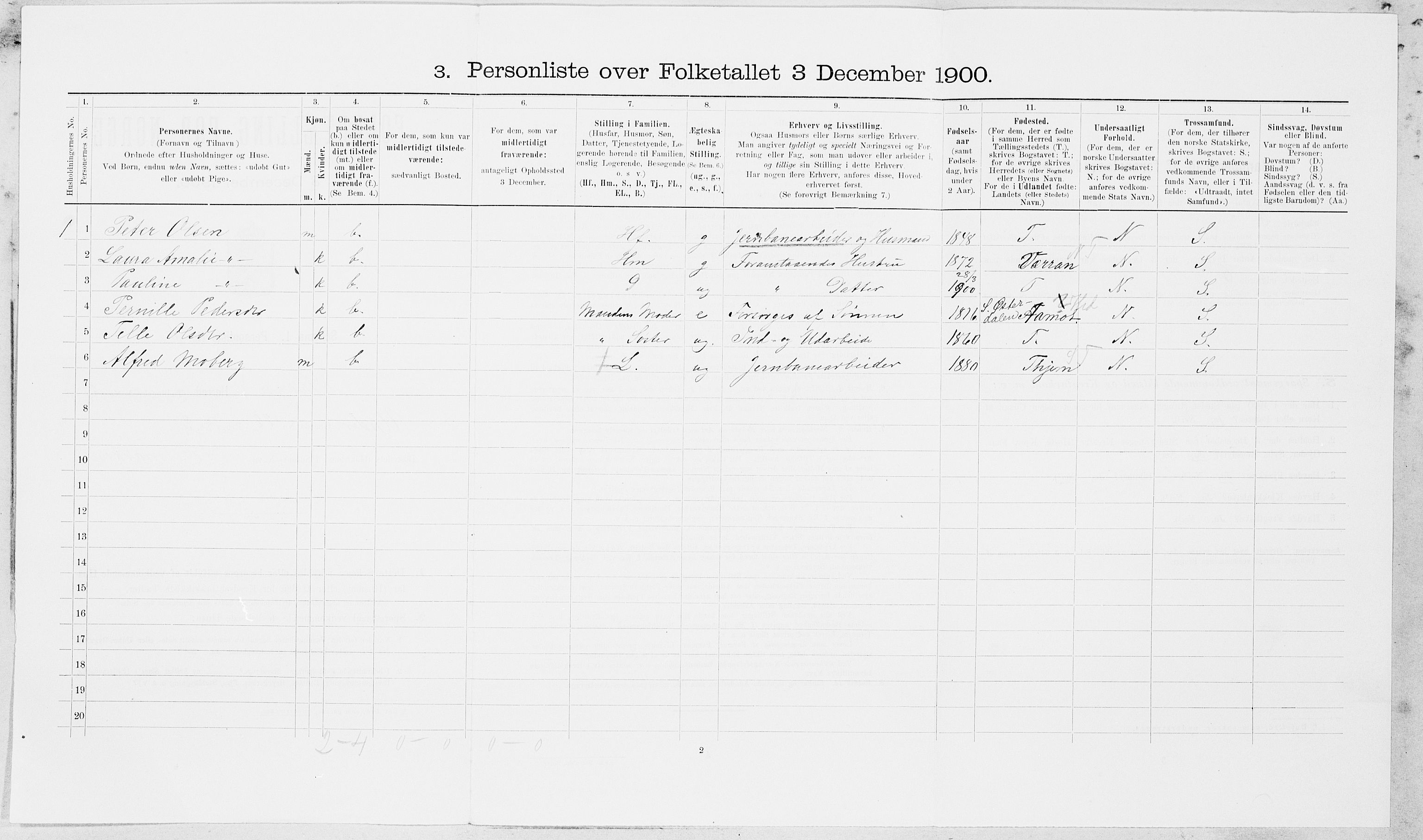 SAT, 1900 census for Skogn, 1900, p. 304