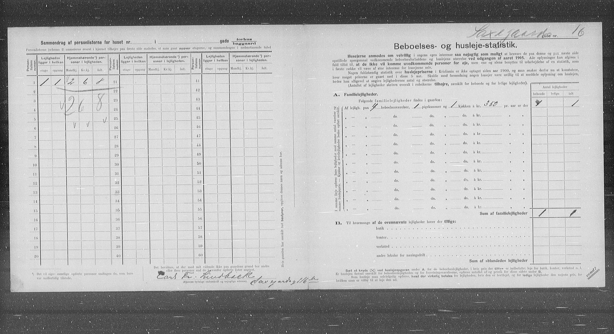 OBA, Municipal Census 1905 for Kristiania, 1905, p. 46478