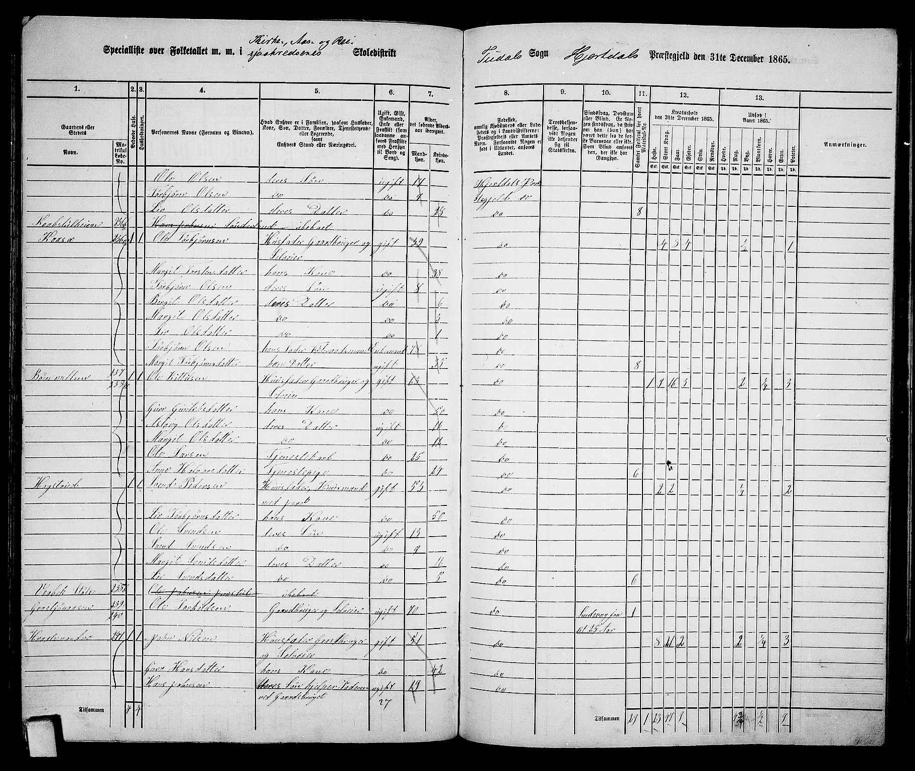 RA, 1865 census for Hjartdal, 1865, p. 120