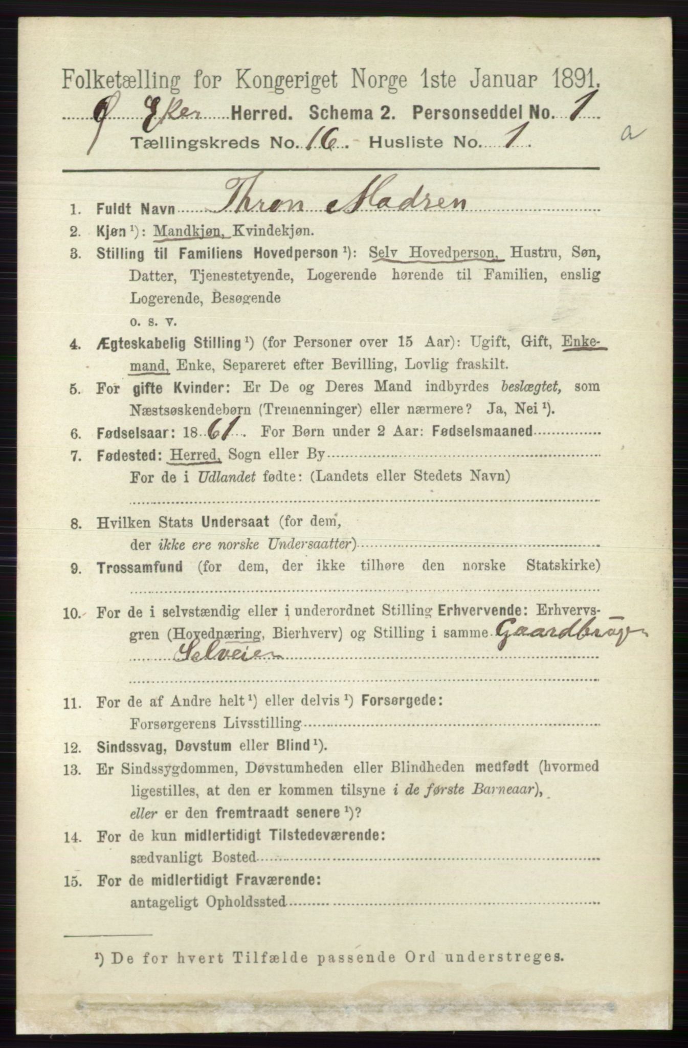 RA, 1891 census for 0624 Øvre Eiker, 1891, p. 7646