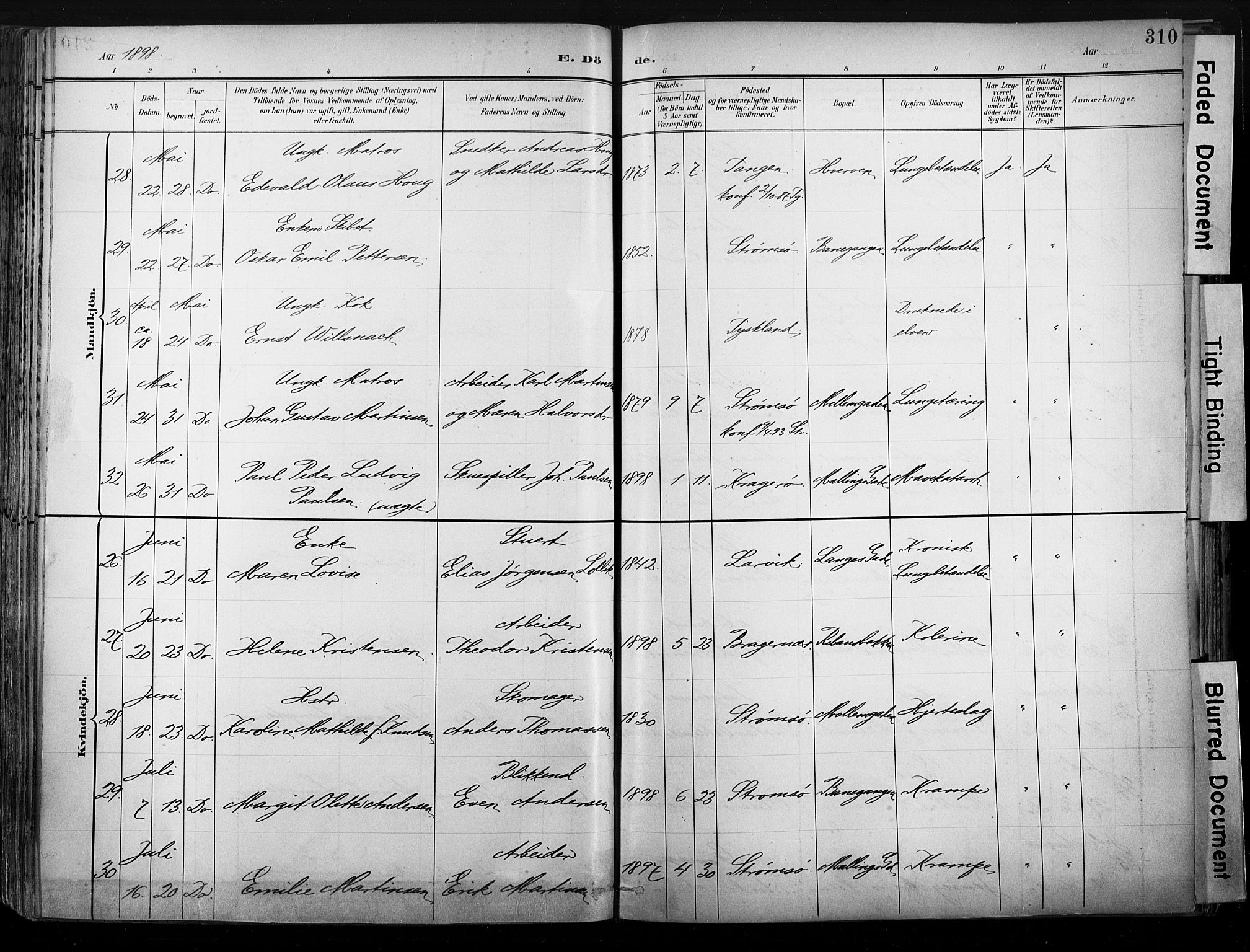 Strømsø kirkebøker, AV/SAKO-A-246/G/Ga/L0003: Parish register (copy) no. 3, 1894-1904, p. 310