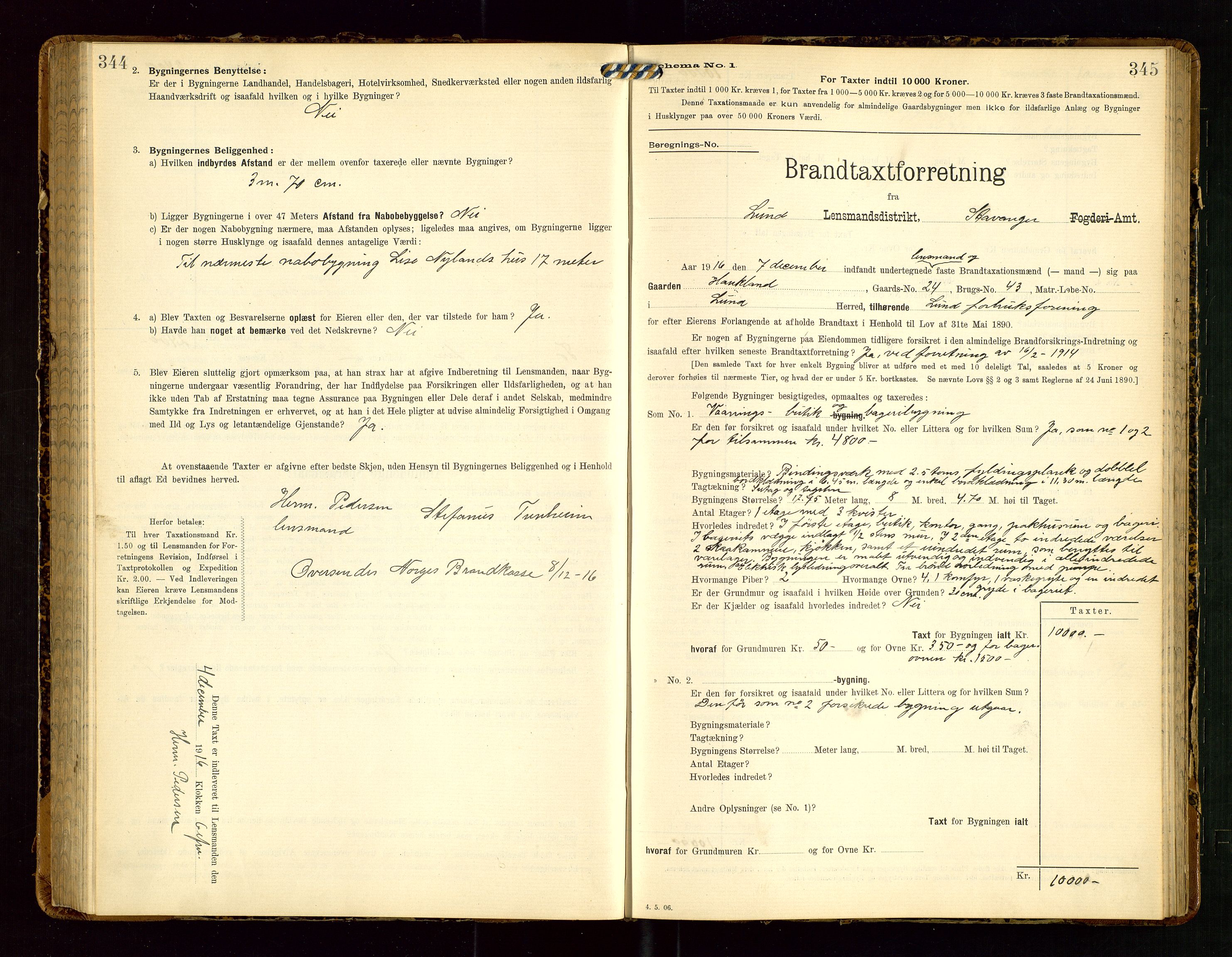 Lund lensmannskontor, SAST/A-100303/Gob/L0002: "Brandtakstprotokol", 1908-1918, p. 344-345