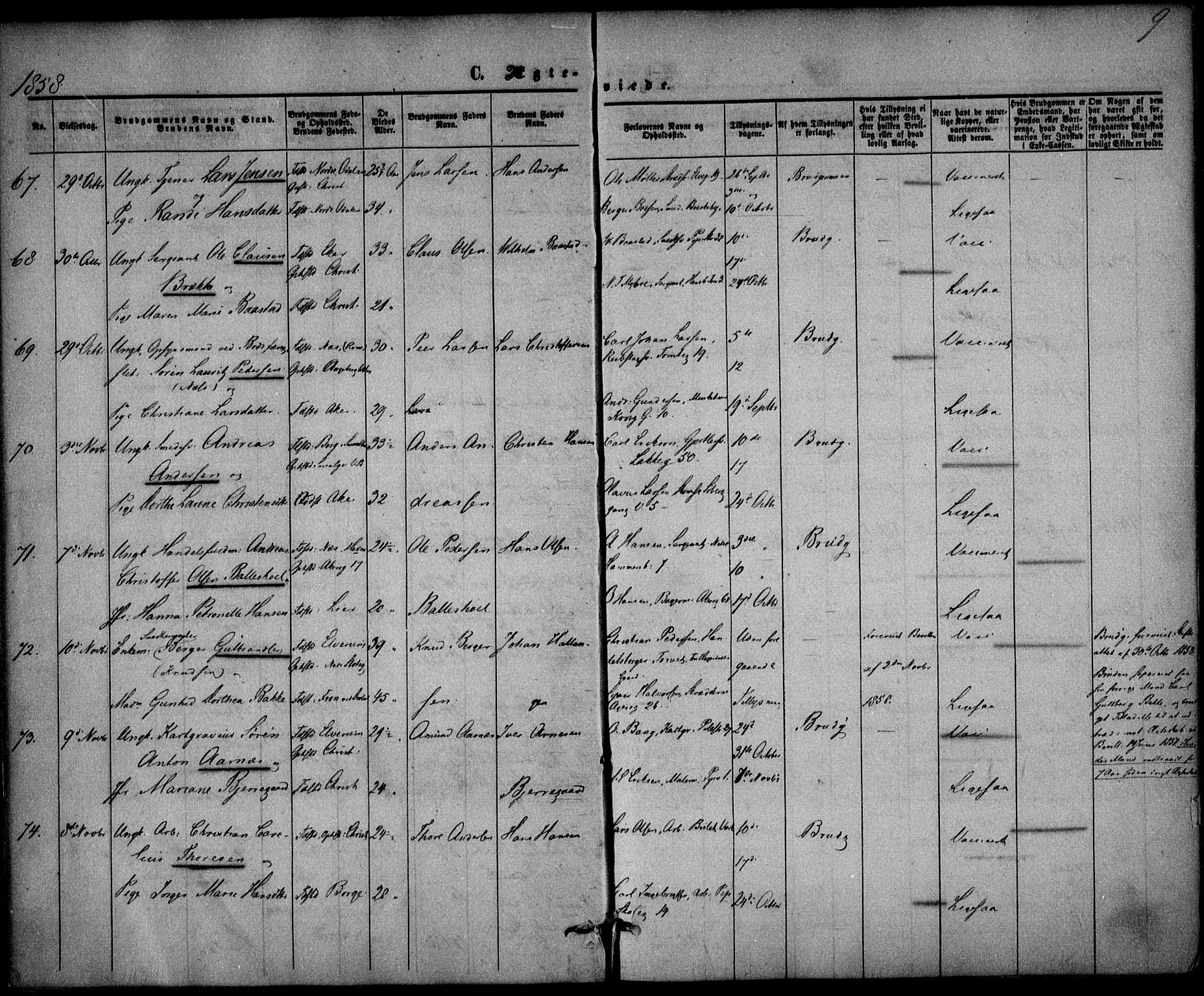 Trefoldighet prestekontor Kirkebøker, AV/SAO-A-10882/F/Fc/L0001: Parish register (official) no. III 1, 1858-1874, p. 9