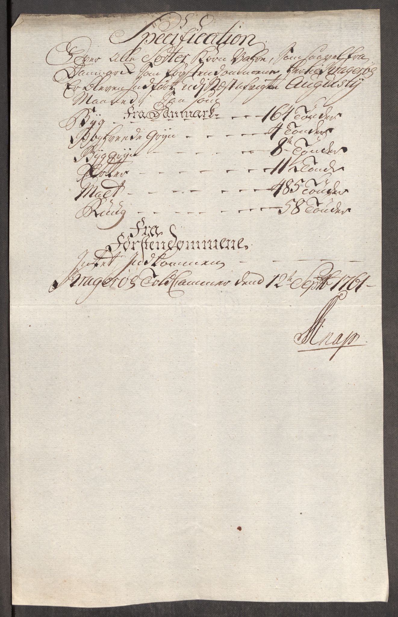 Rentekammeret inntil 1814, Realistisk ordnet avdeling, AV/RA-EA-4070/Oe/L0007: [Ø1]: Priskuranter, 1761-1763, p. 210