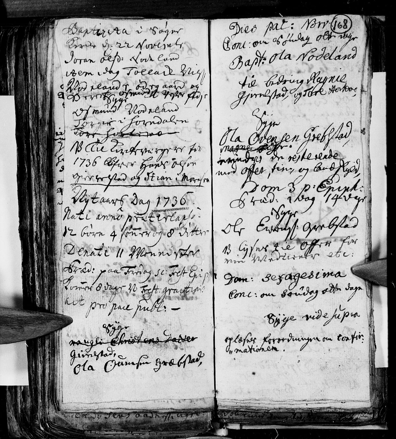 Søgne sokneprestkontor, SAK/1111-0037/F/Fa/Faa/L0001: Parish register (official) no. A 1, 1716-1740, p. 168