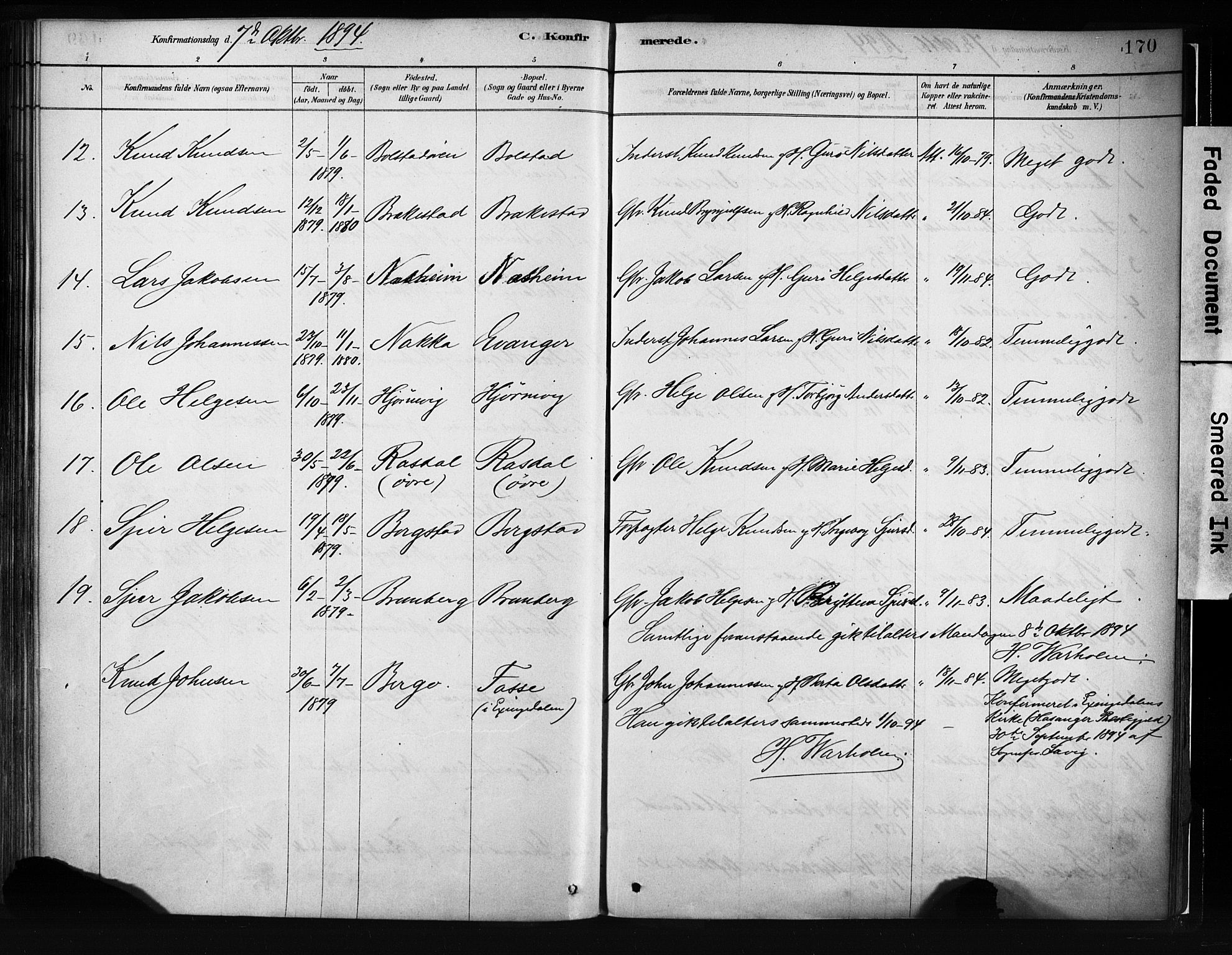Evanger sokneprestembete, SAB/A-99924: Parish register (official) no. A 1, 1877-1899, p. 170