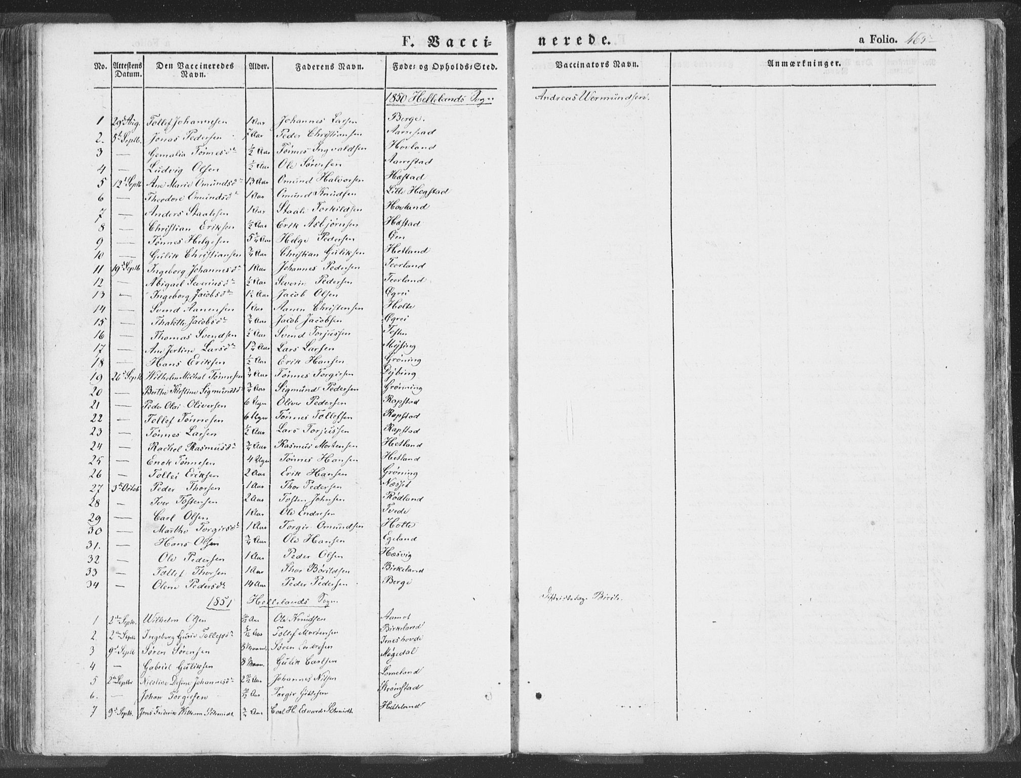 Helleland sokneprestkontor, SAST/A-101810: Parish register (official) no. A 6.2, 1834-1863, p. 465