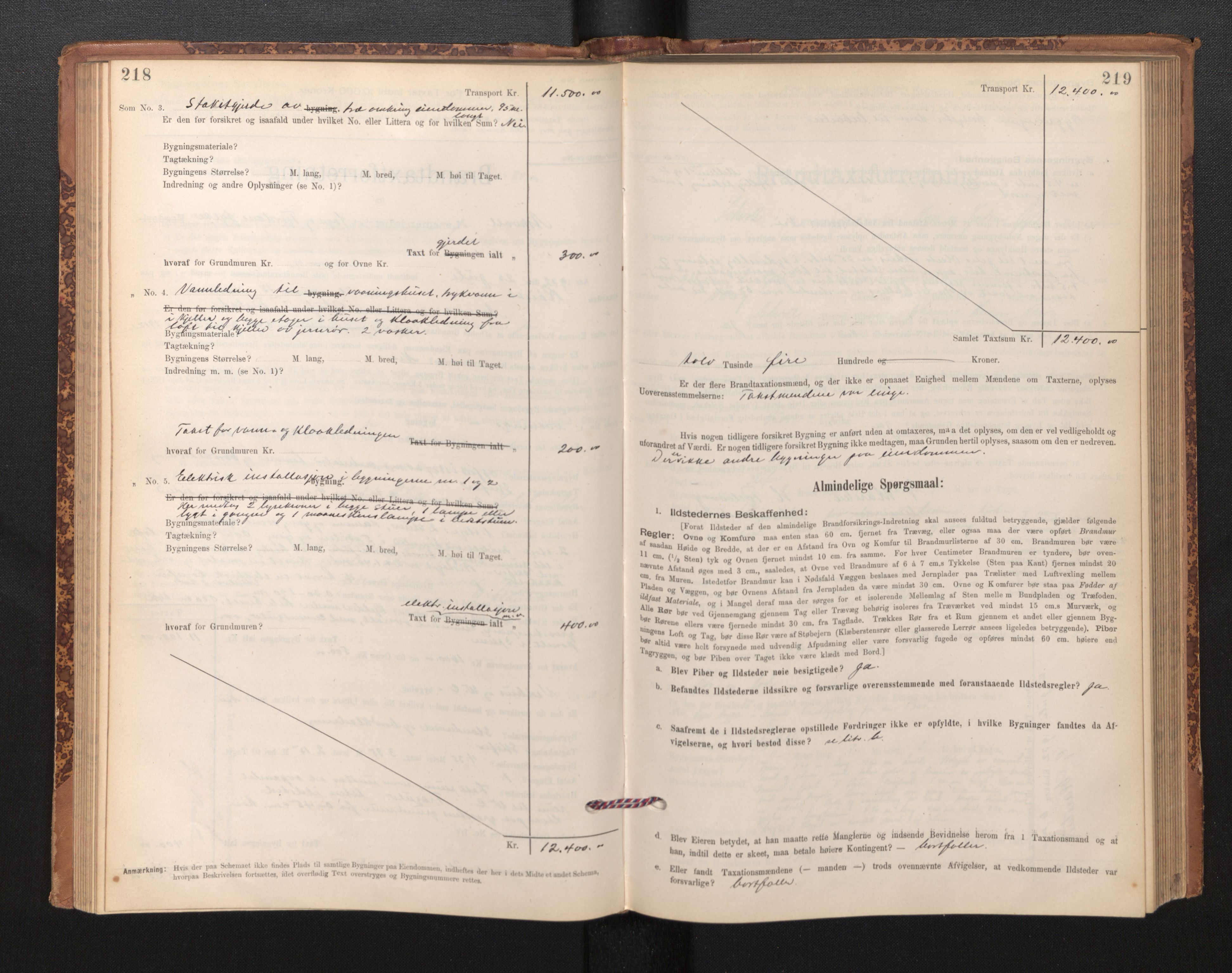 Lensmannen i Askvoll, SAB/A-26301/0012/L0004: Branntakstprotokoll, skjematakst og liste over branntakstmenn, 1895-1932, p. 218-219