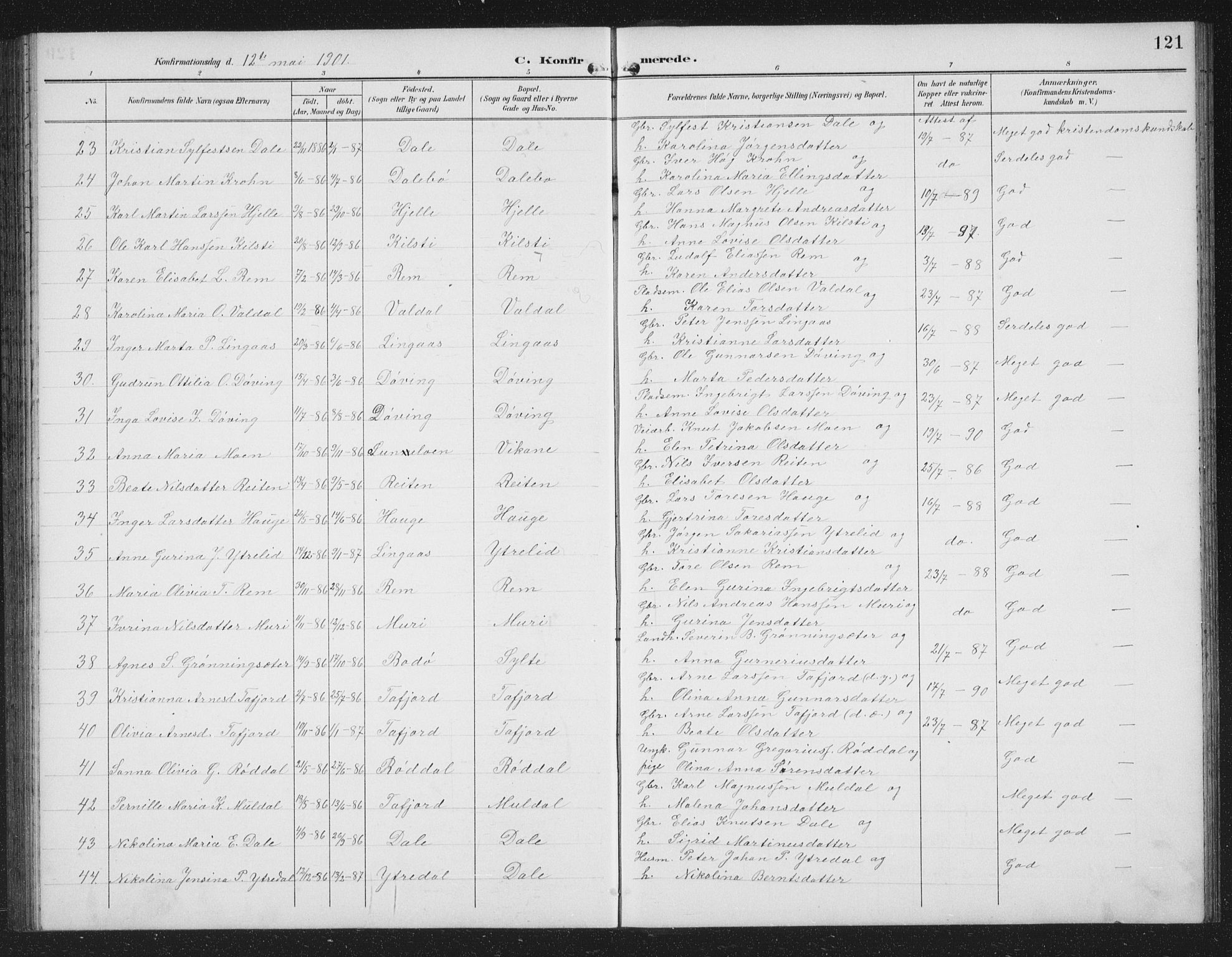 Ministerialprotokoller, klokkerbøker og fødselsregistre - Møre og Romsdal, AV/SAT-A-1454/519/L0264: Parish register (copy) no. 519C05, 1892-1910, p. 121