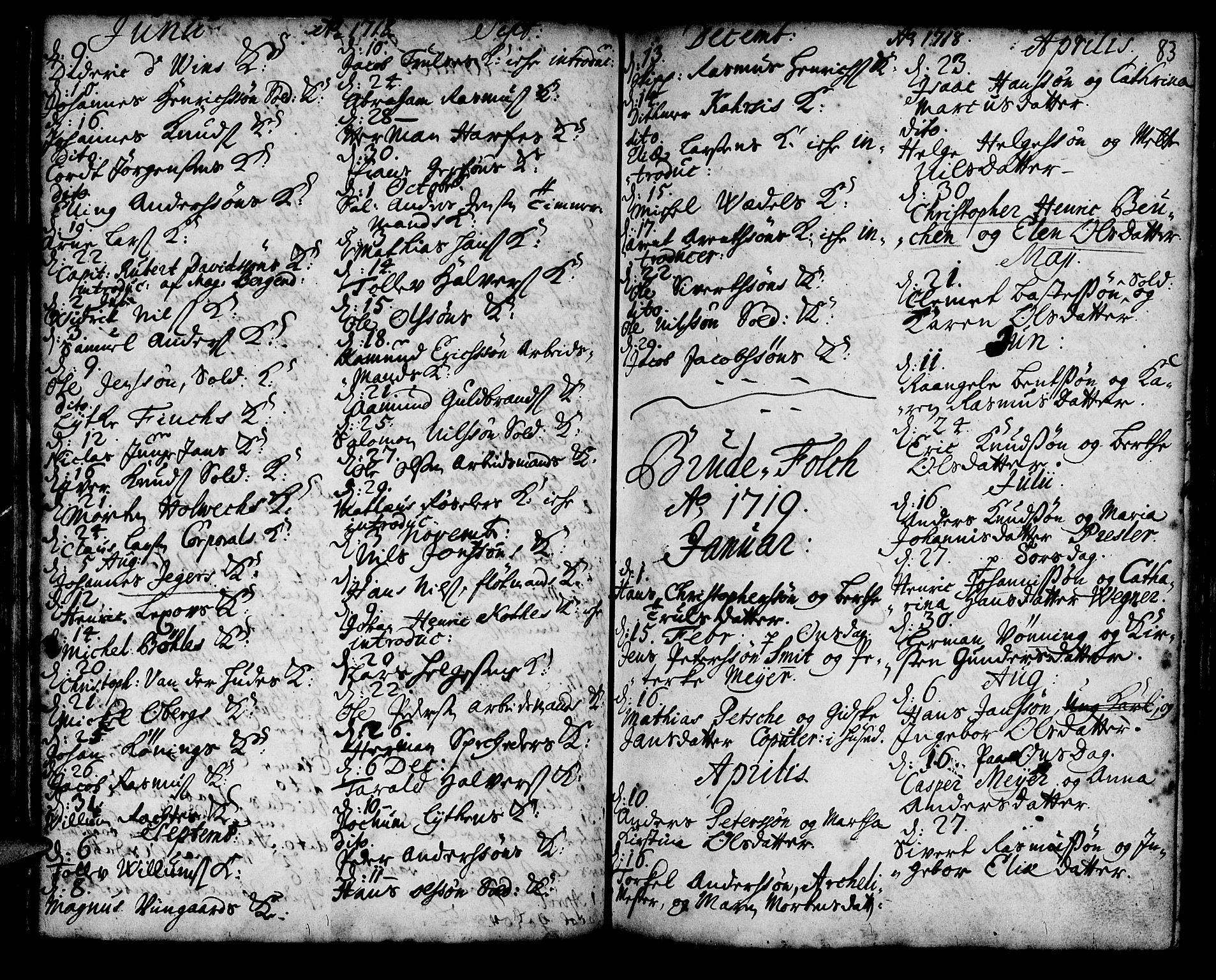 Korskirken sokneprestembete, AV/SAB-A-76101/H/Haa/L0008: Parish register (official) no. A 8, 1698-1747, p. 83