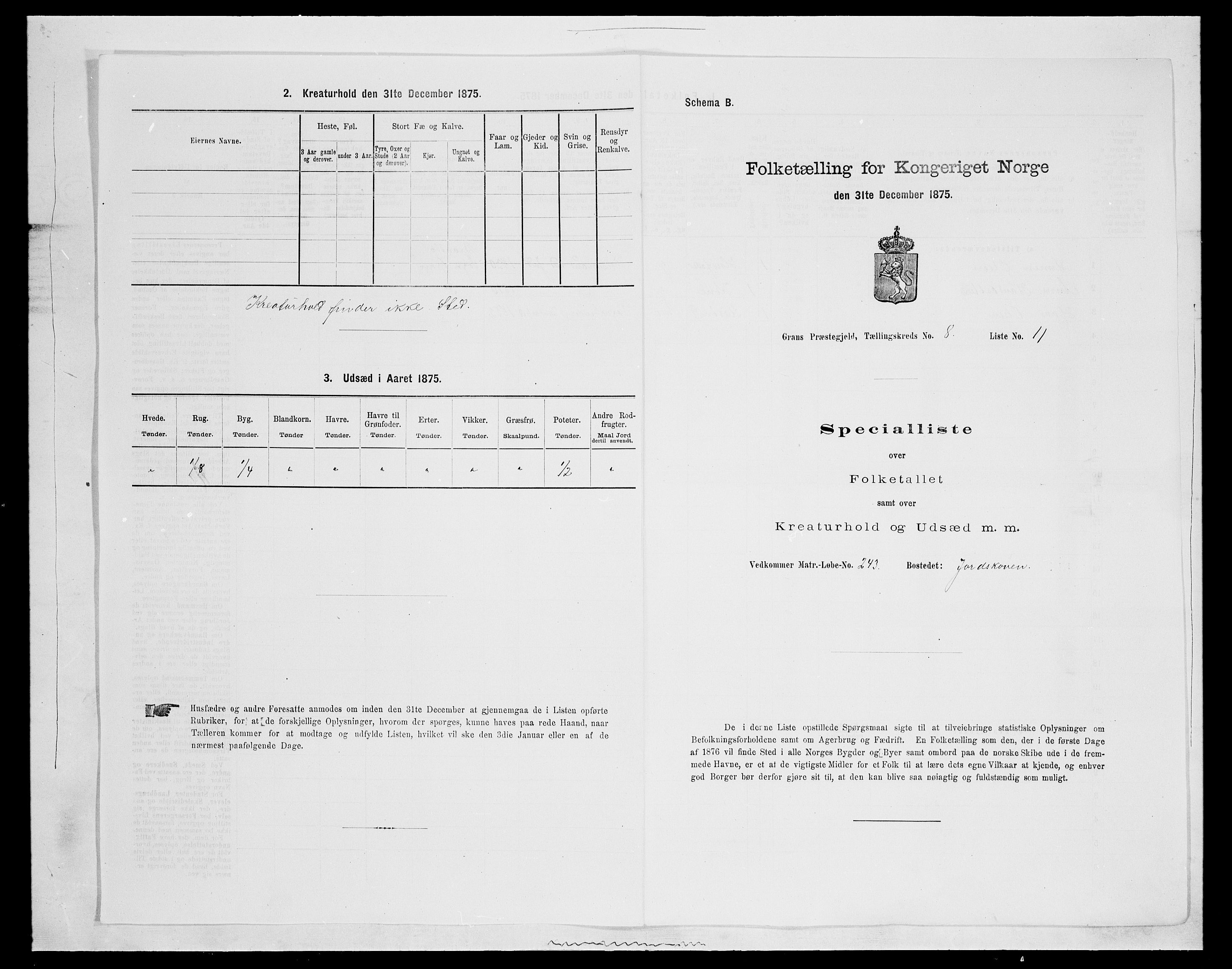 SAH, 1875 census for 0534P Gran, 1875, p. 1501