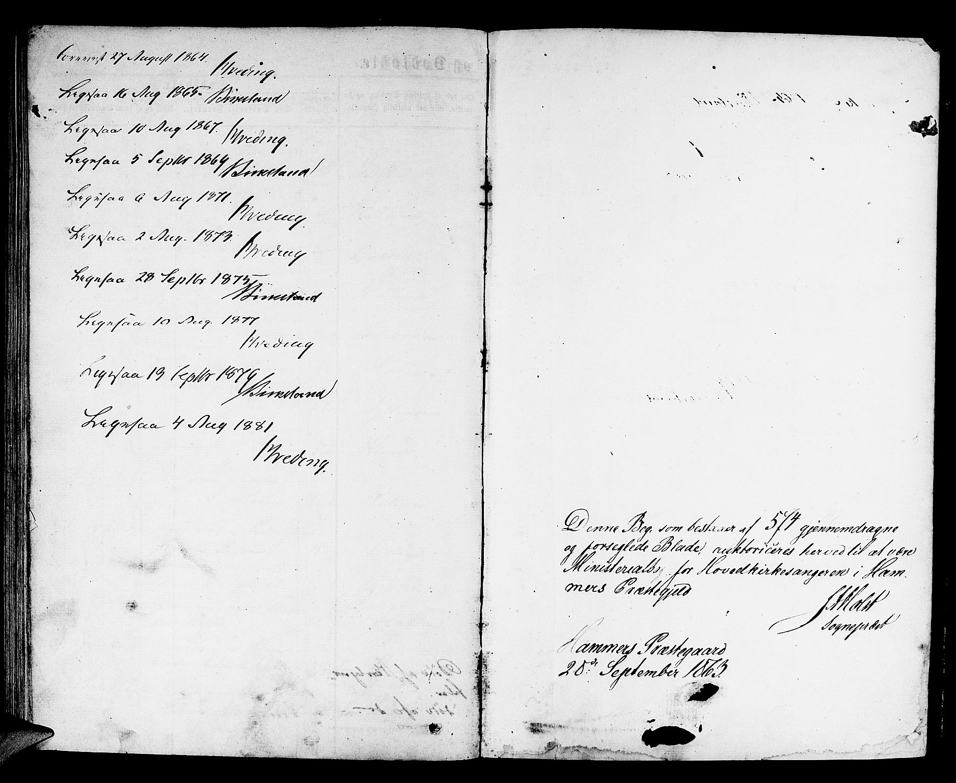 Hamre sokneprestembete, SAB/A-75501/H/Ha/Hab: Parish register (copy) no. B 2, 1863-1880, p. 575-576