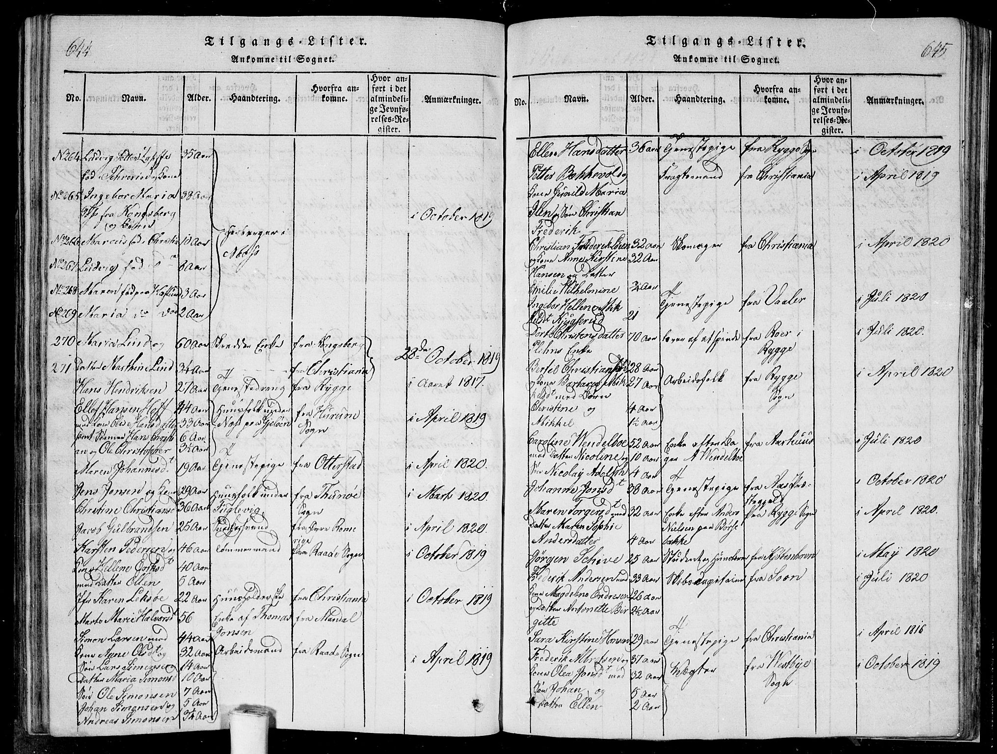 Moss prestekontor Kirkebøker, AV/SAO-A-2003/F/Fa/L0005: Parish register (official) no. I 5, 1814-1828, p. 644-645