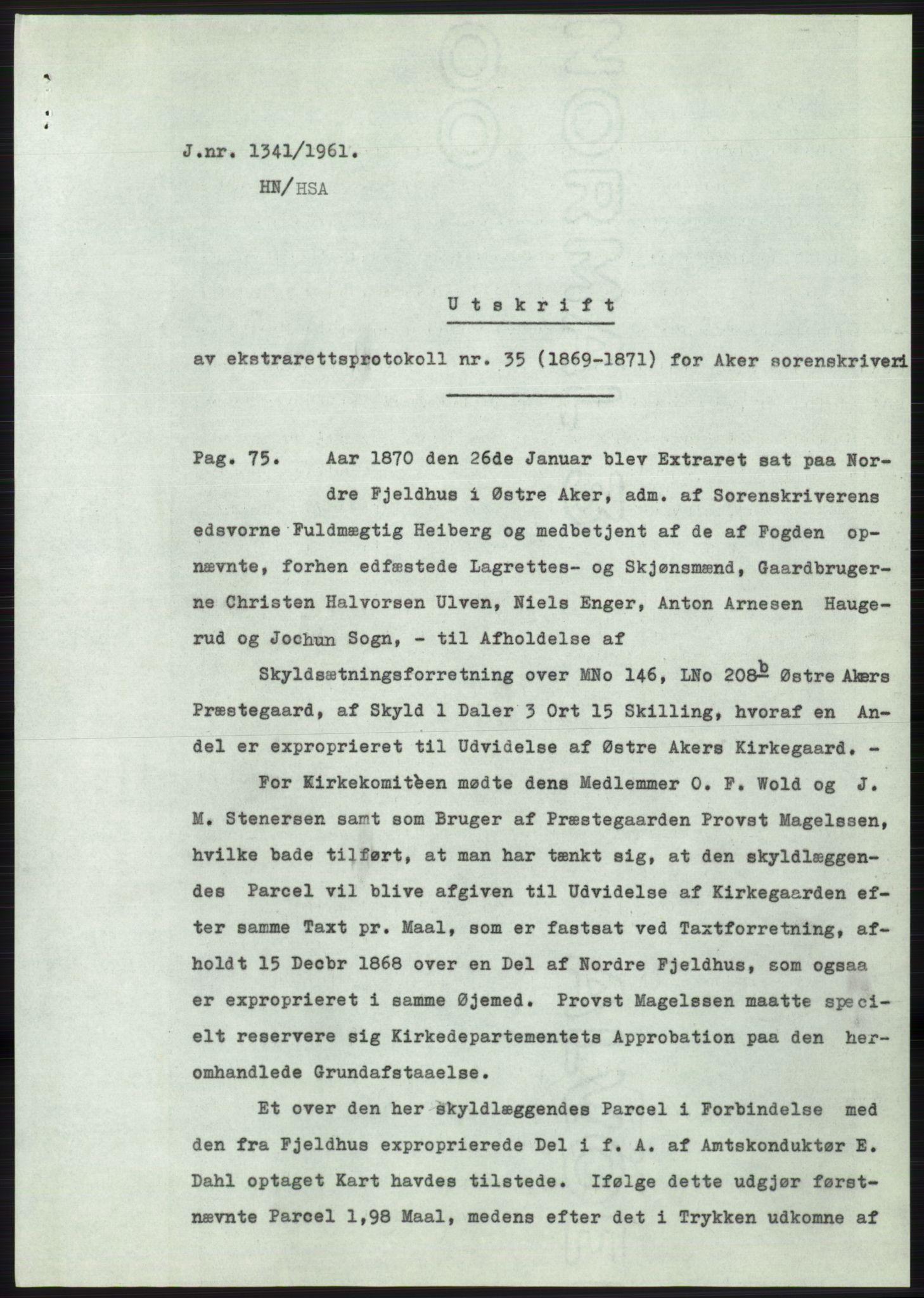 Statsarkivet i Oslo, SAO/A-10621/Z/Zd/L0014: Avskrifter, j.nr 1101-1809/1961, 1961, p. 149