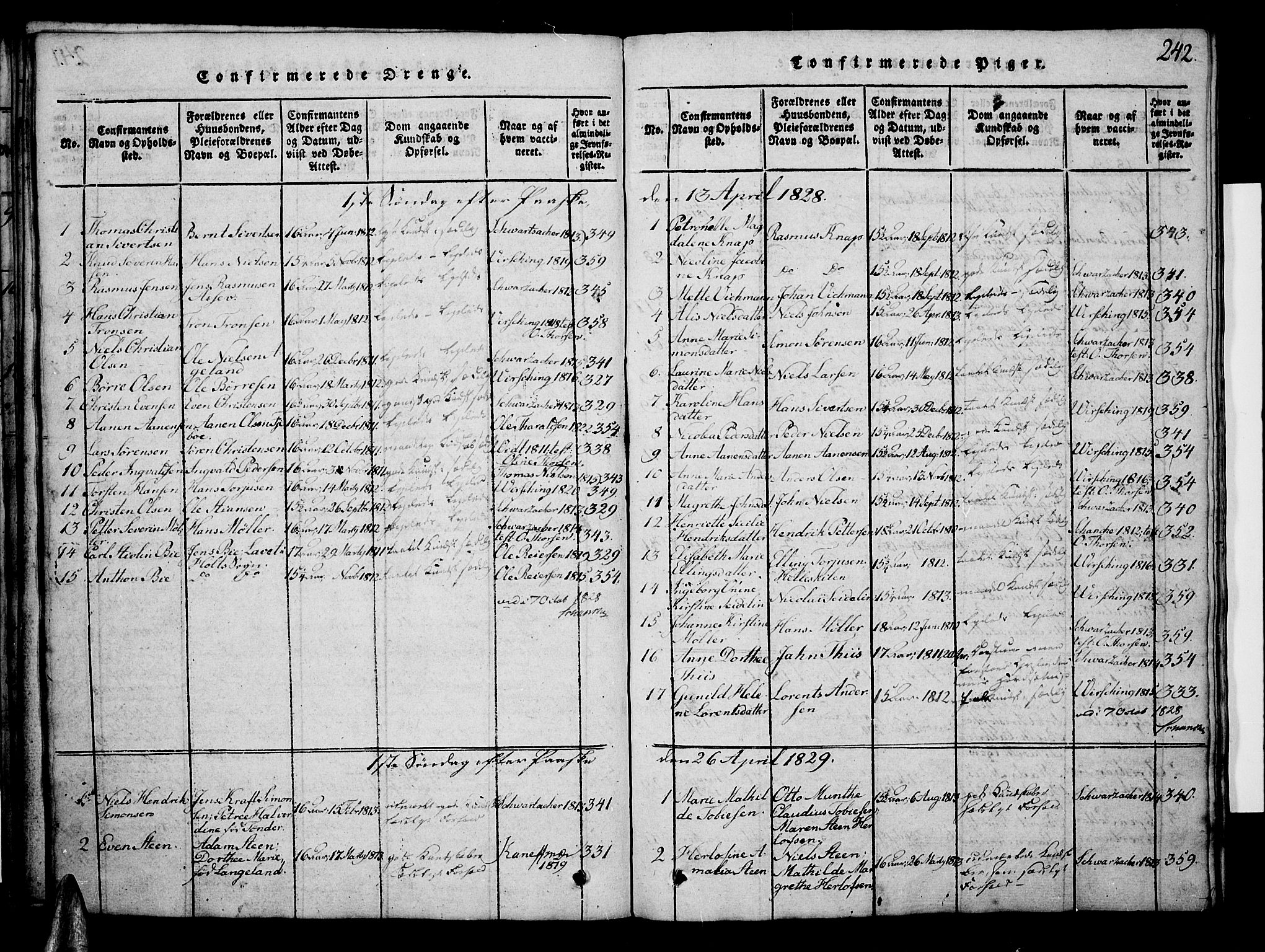 Risør sokneprestkontor, SAK/1111-0035/F/Fb/L0004: Parish register (copy) no. B 4, 1816-1848, p. 242