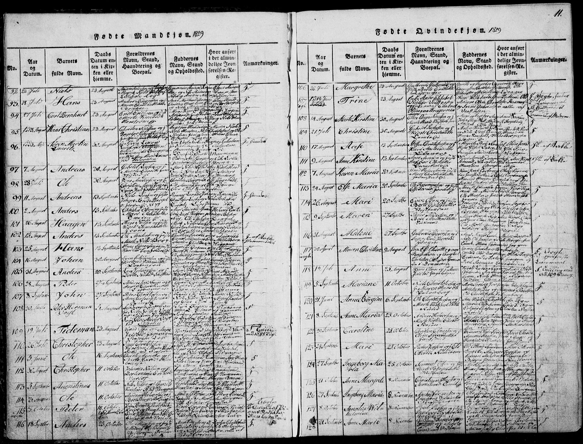 Eiker kirkebøker, SAKO/A-4/F/Fa/L0012: Parish register (official) no. I 12, 1827-1832, p. 11