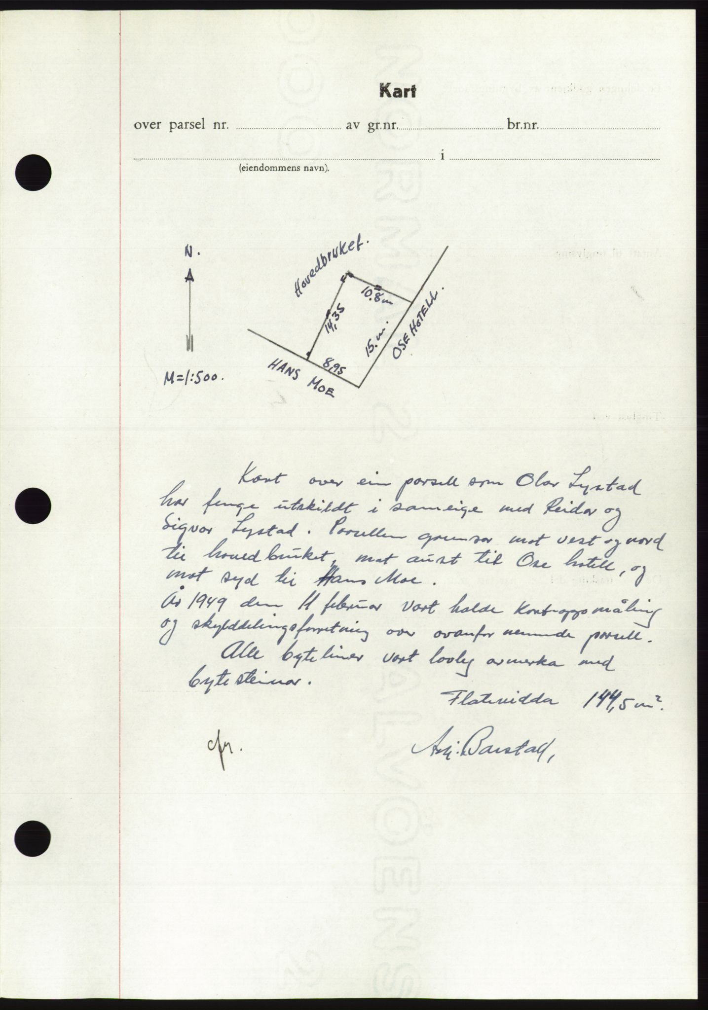 Søre Sunnmøre sorenskriveri, AV/SAT-A-4122/1/2/2C/L0084: Mortgage book no. 10A, 1949-1949, Diary no: : 322/1949