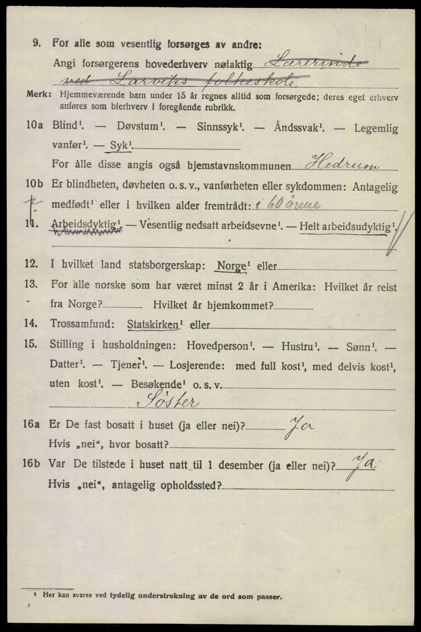SAKO, 1920 census for Hedrum, 1920, p. 2516