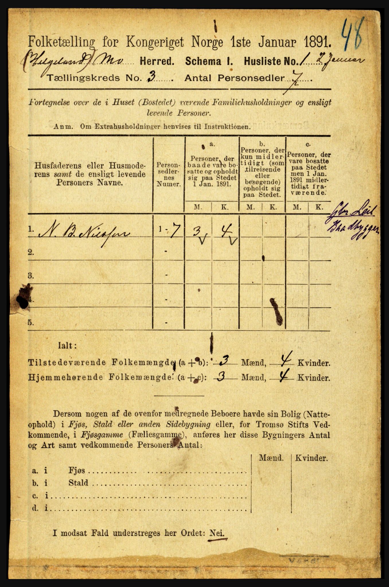 RA, 1891 census for 1833 Mo, 1891, p. 1301