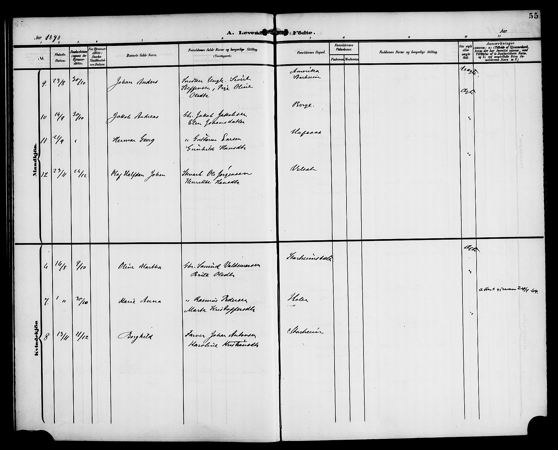 Eid sokneprestembete, AV/SAB-A-82301/H/Haa/Haac/L0001: Parish register (official) no. C 1, 1879-1899, p. 55