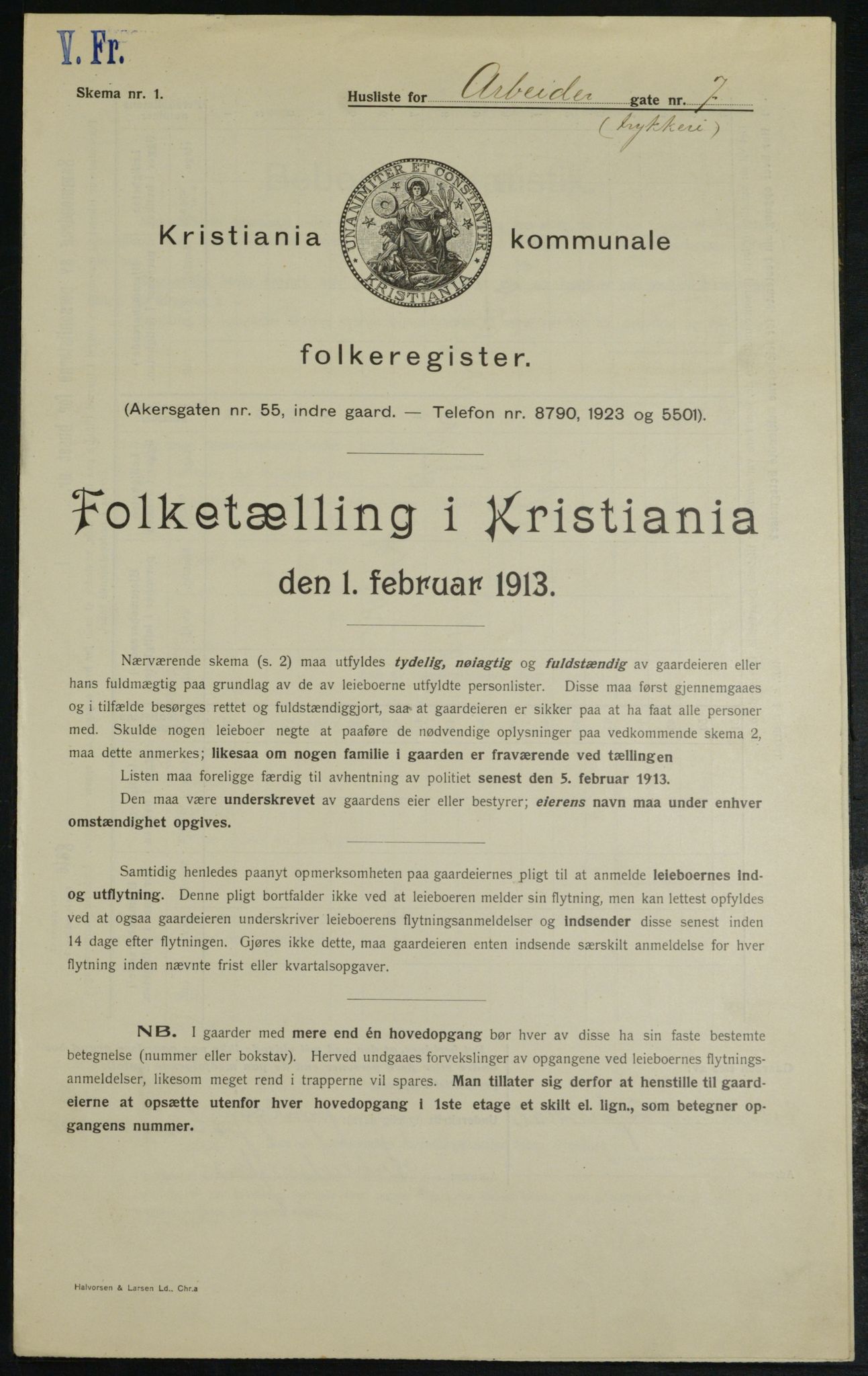 OBA, Municipal Census 1913 for Kristiania, 1913, p. 1411