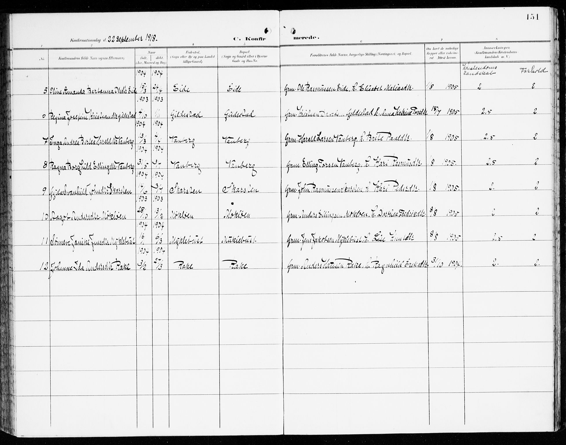 Innvik sokneprestembete, AV/SAB-A-80501: Parish register (official) no. C 2, 1900-1920, p. 151