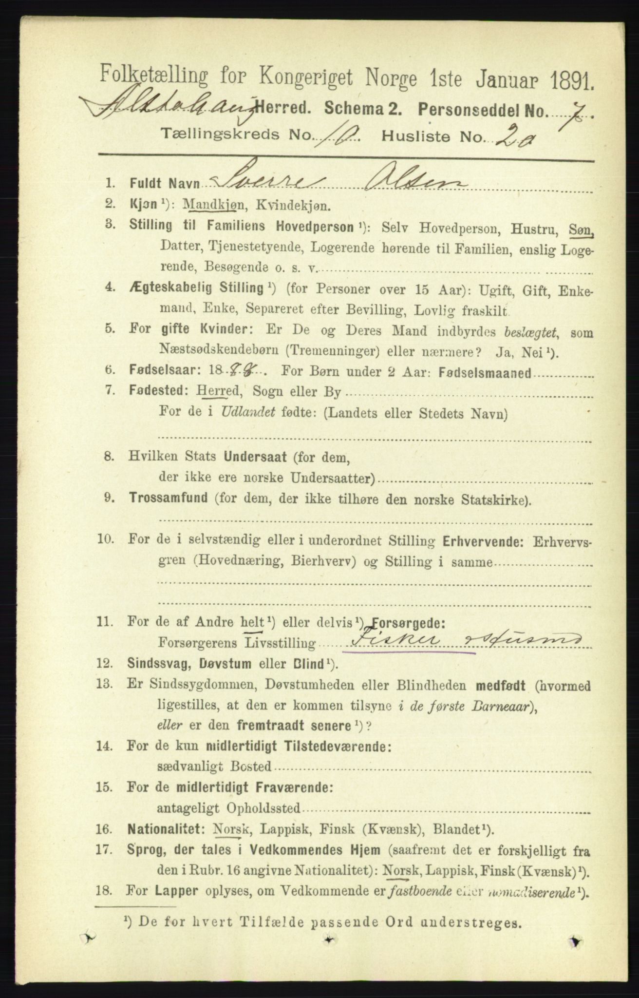 RA, 1891 census for 1820 Alstahaug, 1891, p. 3667