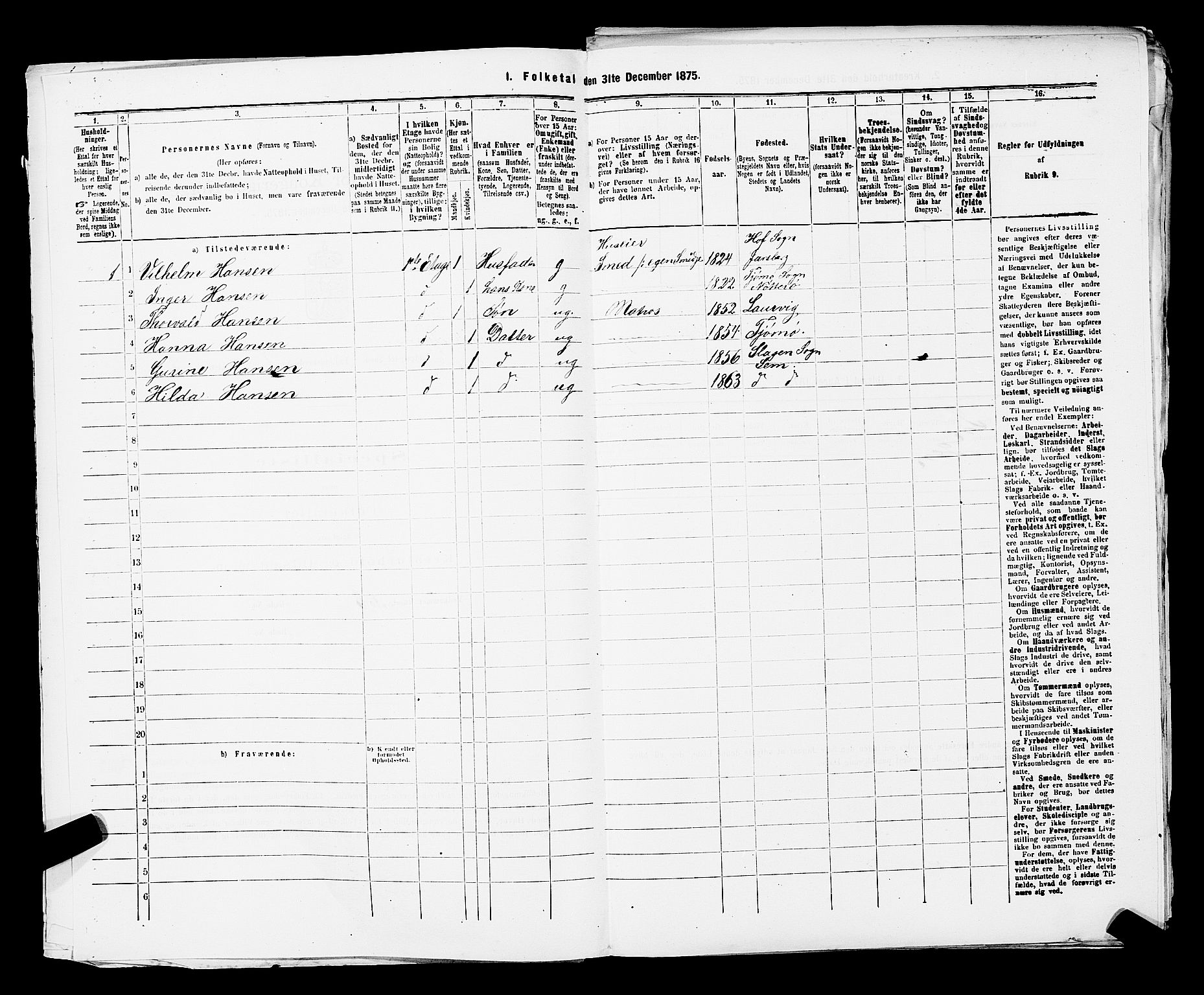 RA, 1875 census for 0201B Vestby/Son, 1875, p. 9