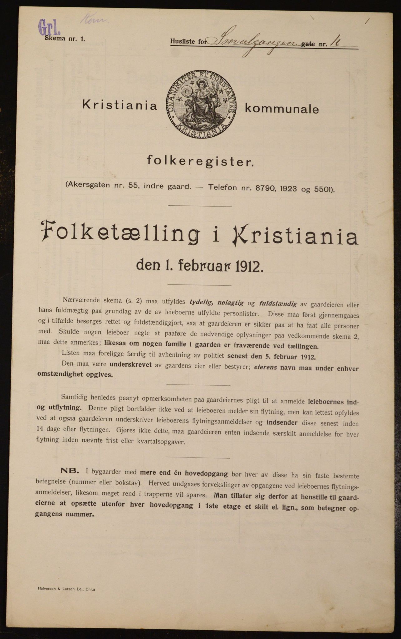 OBA, Municipal Census 1912 for Kristiania, 1912, p. 97376