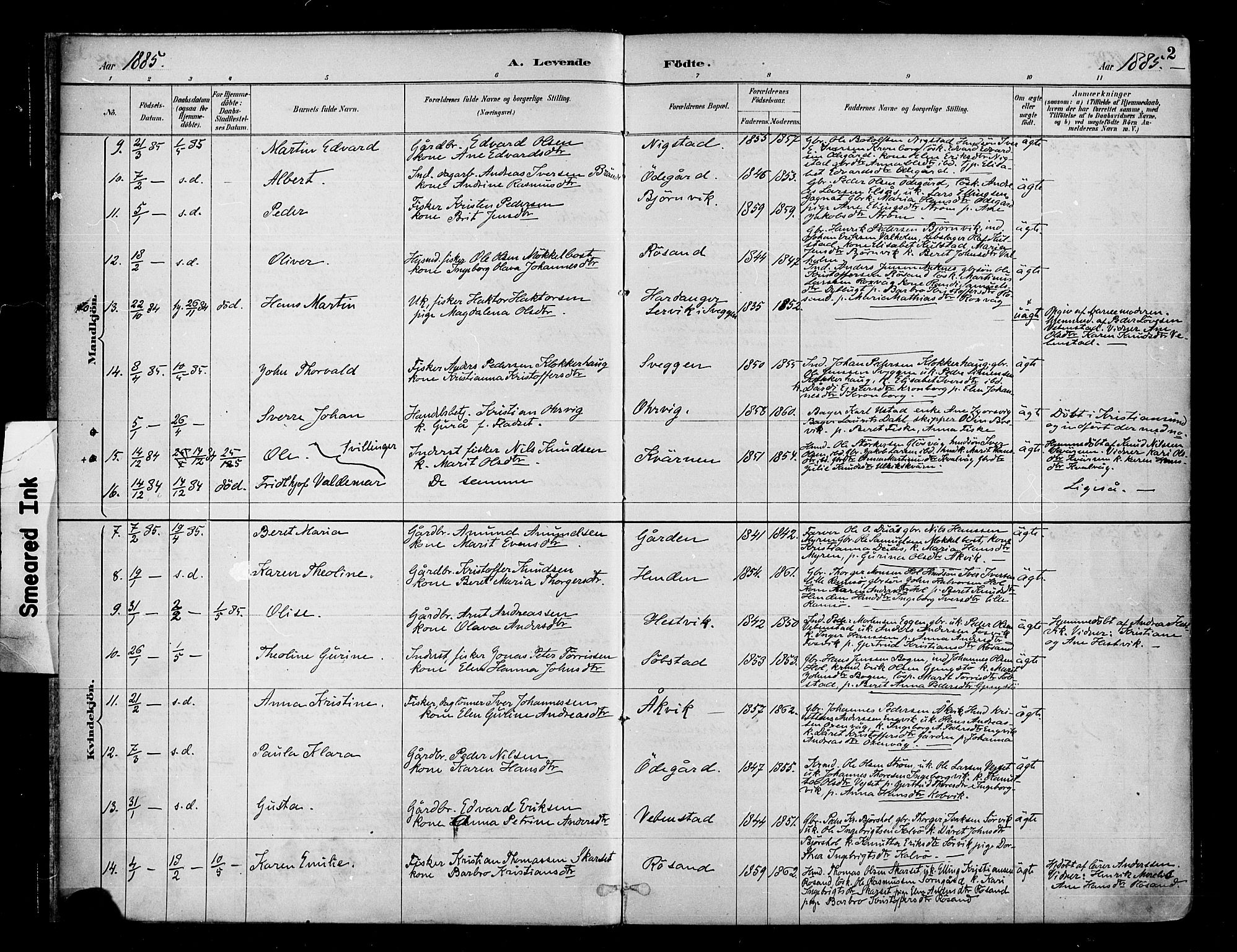 Ministerialprotokoller, klokkerbøker og fødselsregistre - Møre og Romsdal, AV/SAT-A-1454/569/L0819: Parish register (official) no. 569A05, 1885-1899, p. 2