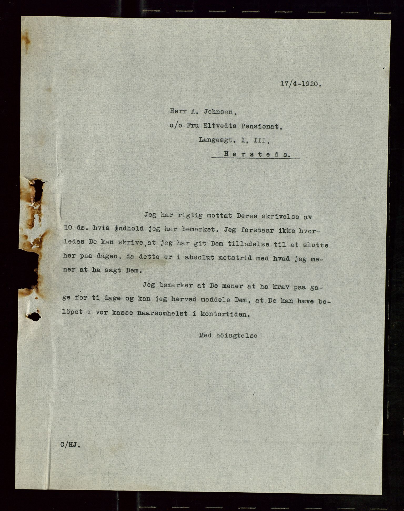 Pa 1521 - A/S Norske Shell, AV/SAST-A-101915/E/Ea/Eaa/L0010: Sjefskorrespondanse, 1920, p. 10