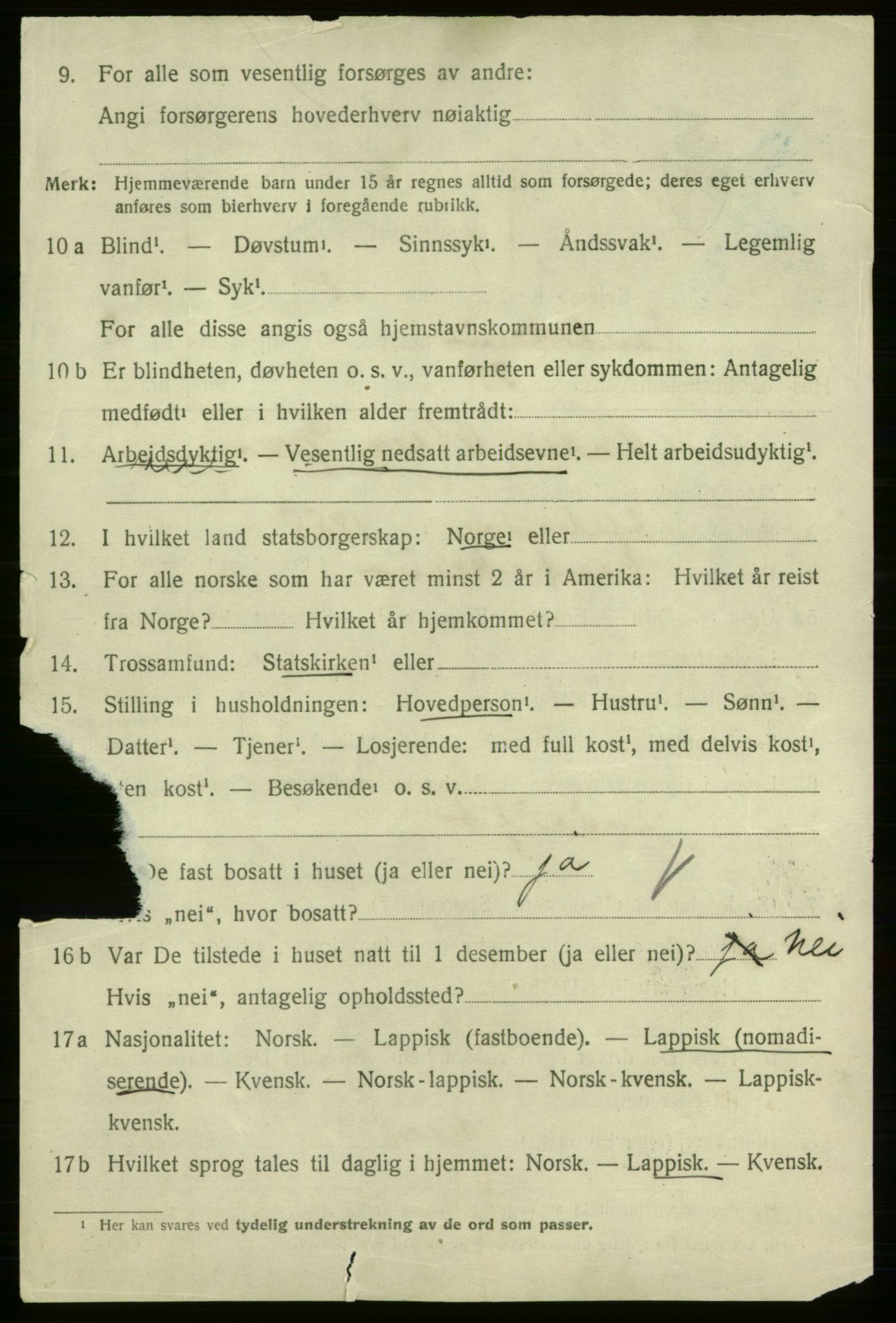 SATØ, 1920 census for Kautokeino, 1920, p. 1418