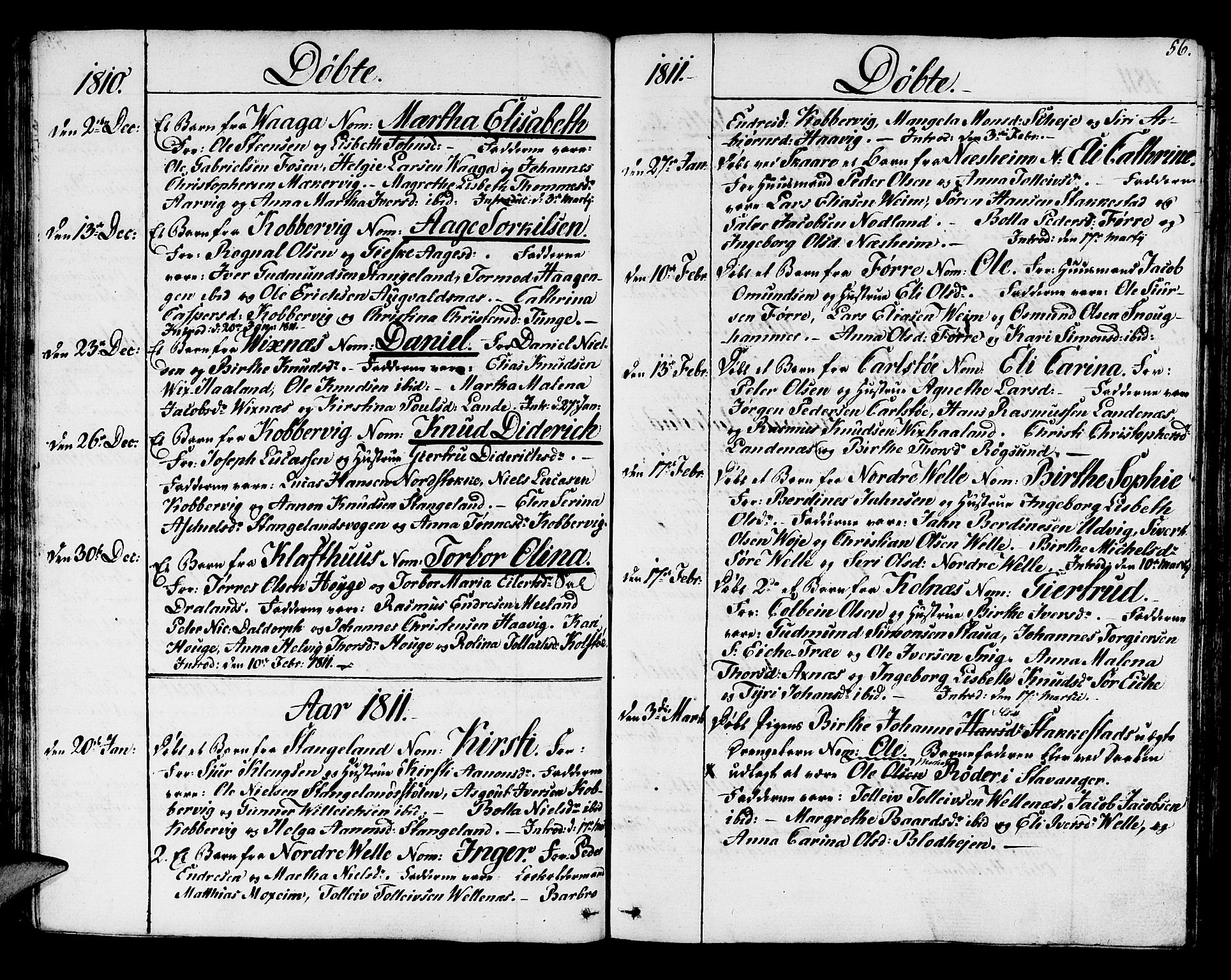 Avaldsnes sokneprestkontor, SAST/A -101851/H/Ha/Haa/L0003: Parish register (official) no. A 3, 1801-1817, p. 56