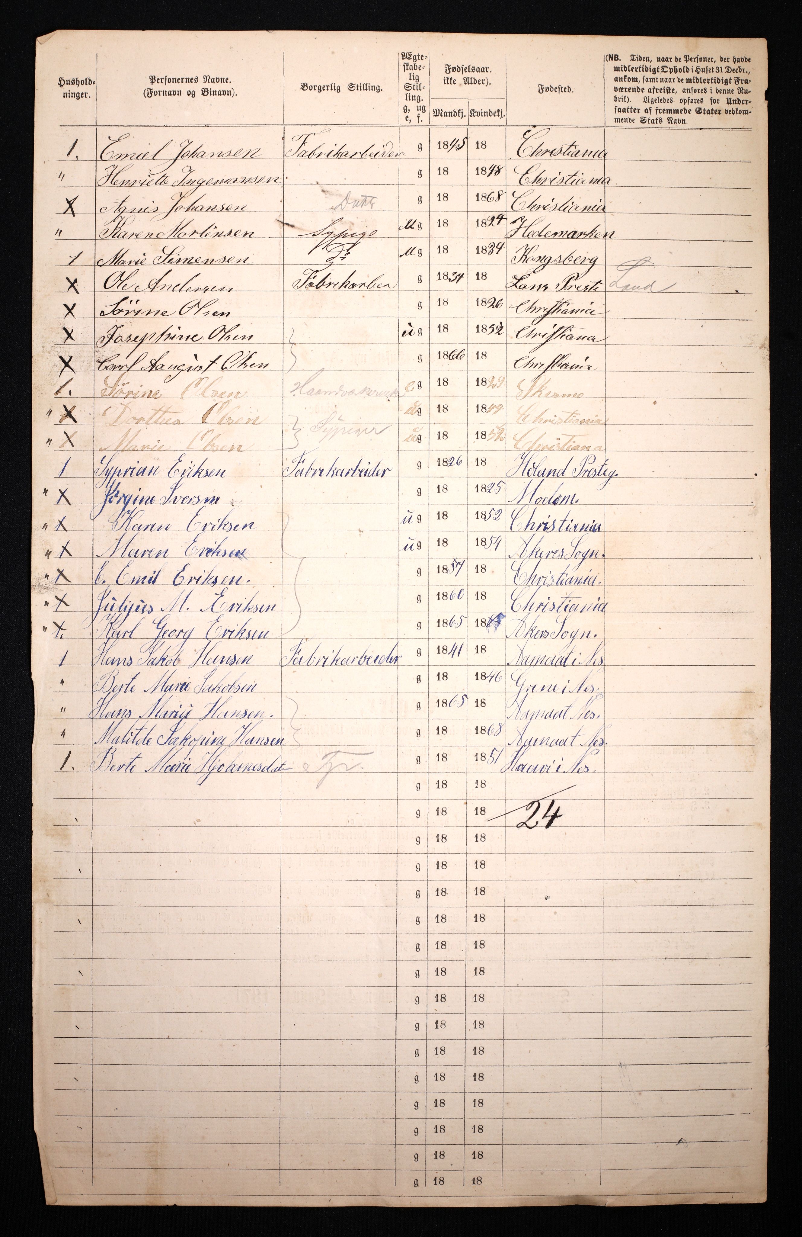 RA, 1870 census for 0301 Kristiania, 1870, p. 3143