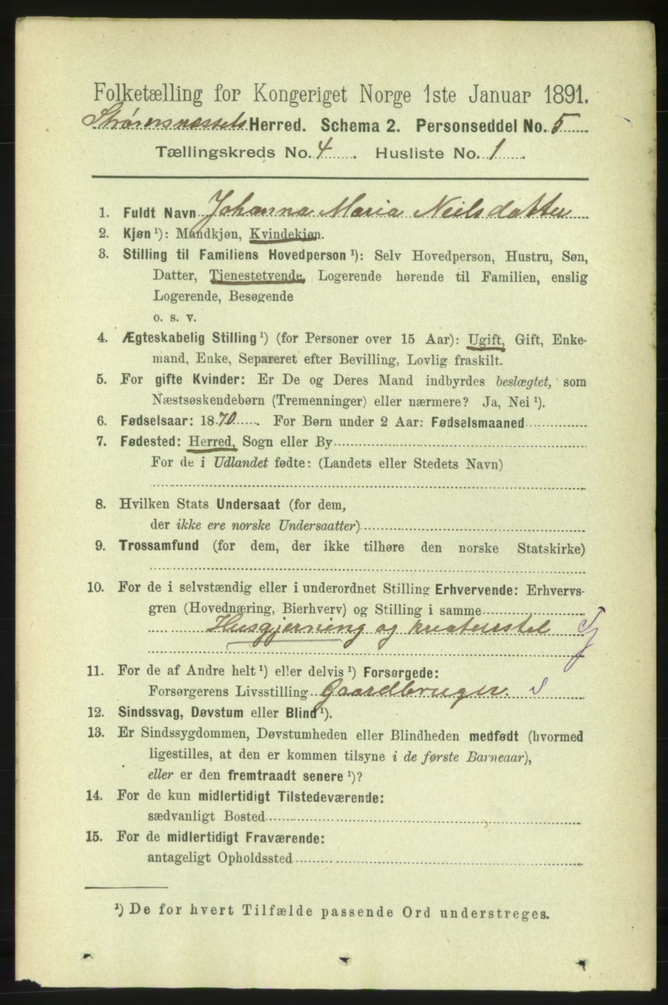 RA, 1891 census for 1559 Straumsnes, 1891, p. 757