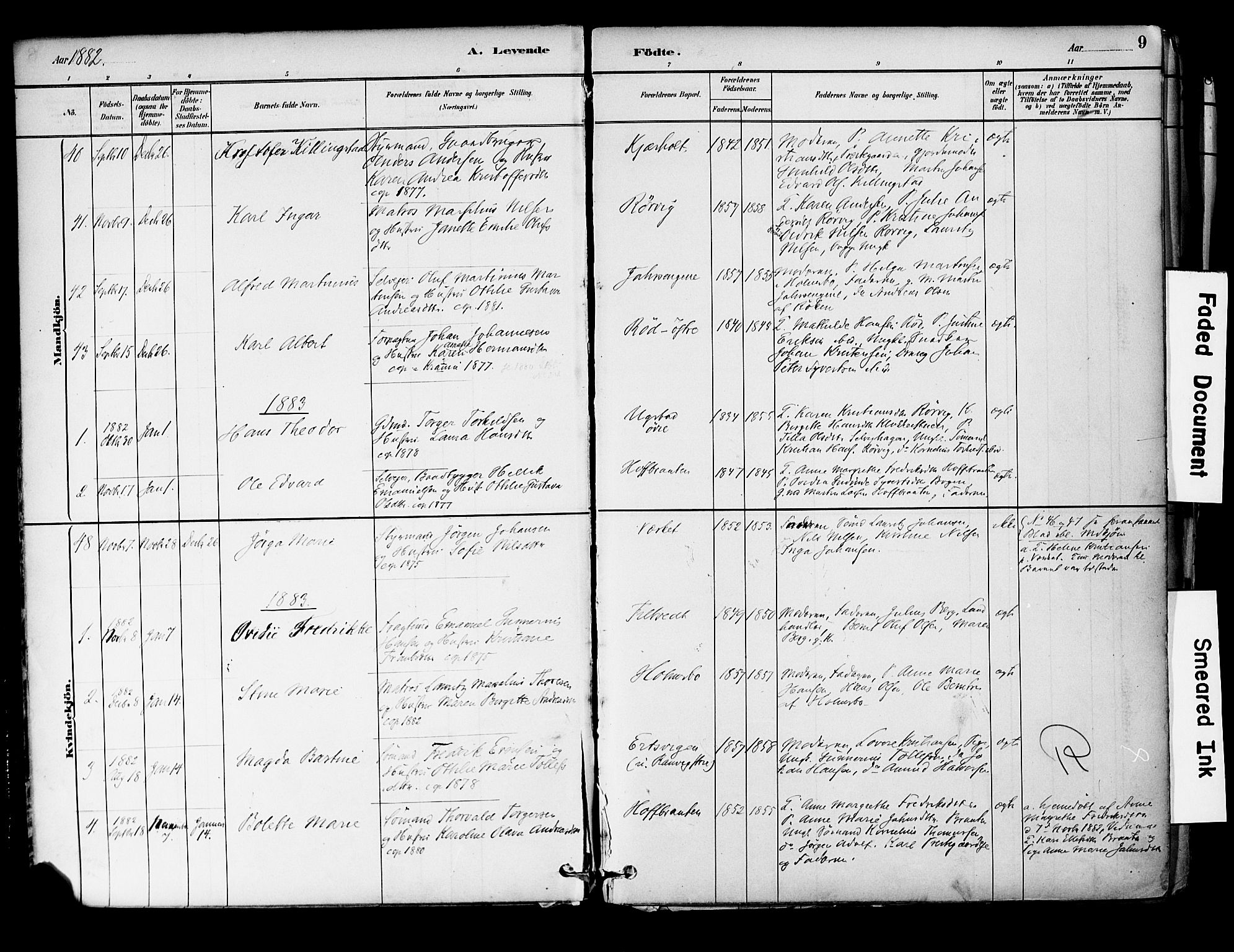 Hurum kirkebøker, SAKO/A-229/F/Fa/L0014: Parish register (official) no. 14, 1882-1895, p. 9
