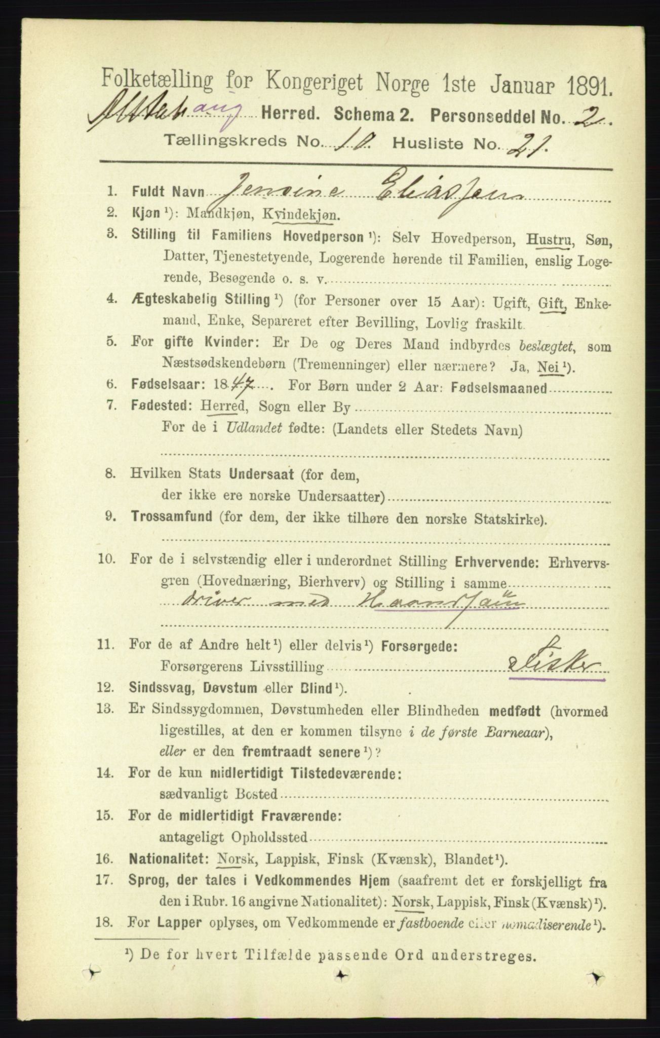 RA, 1891 census for 1820 Alstahaug, 1891, p. 3669