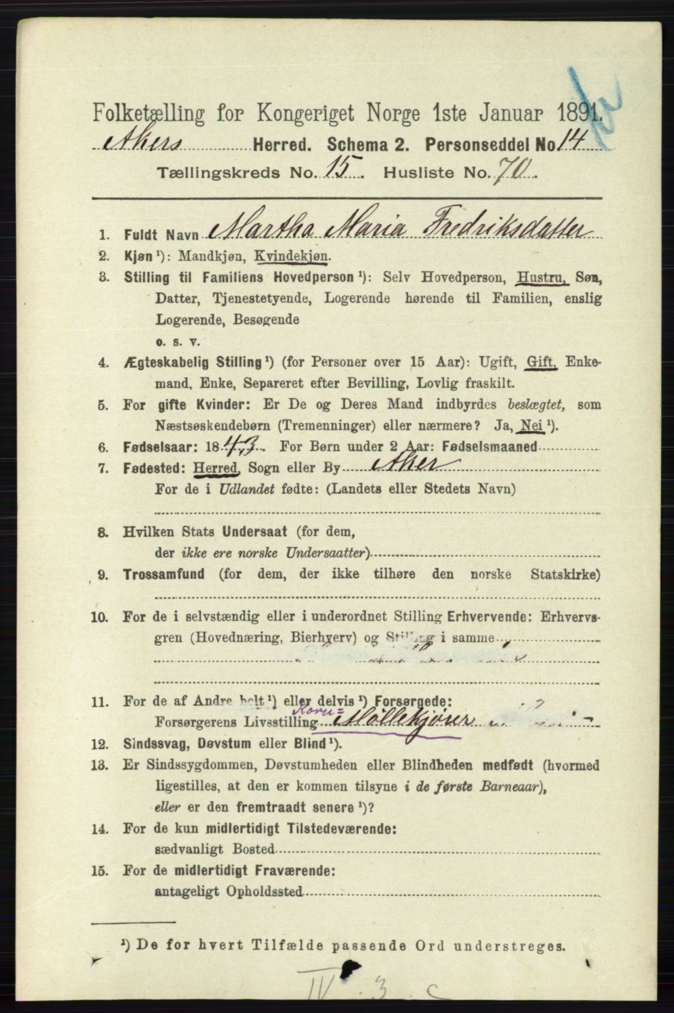 RA, 1891 census for 0218 Aker, 1891, p. 13912