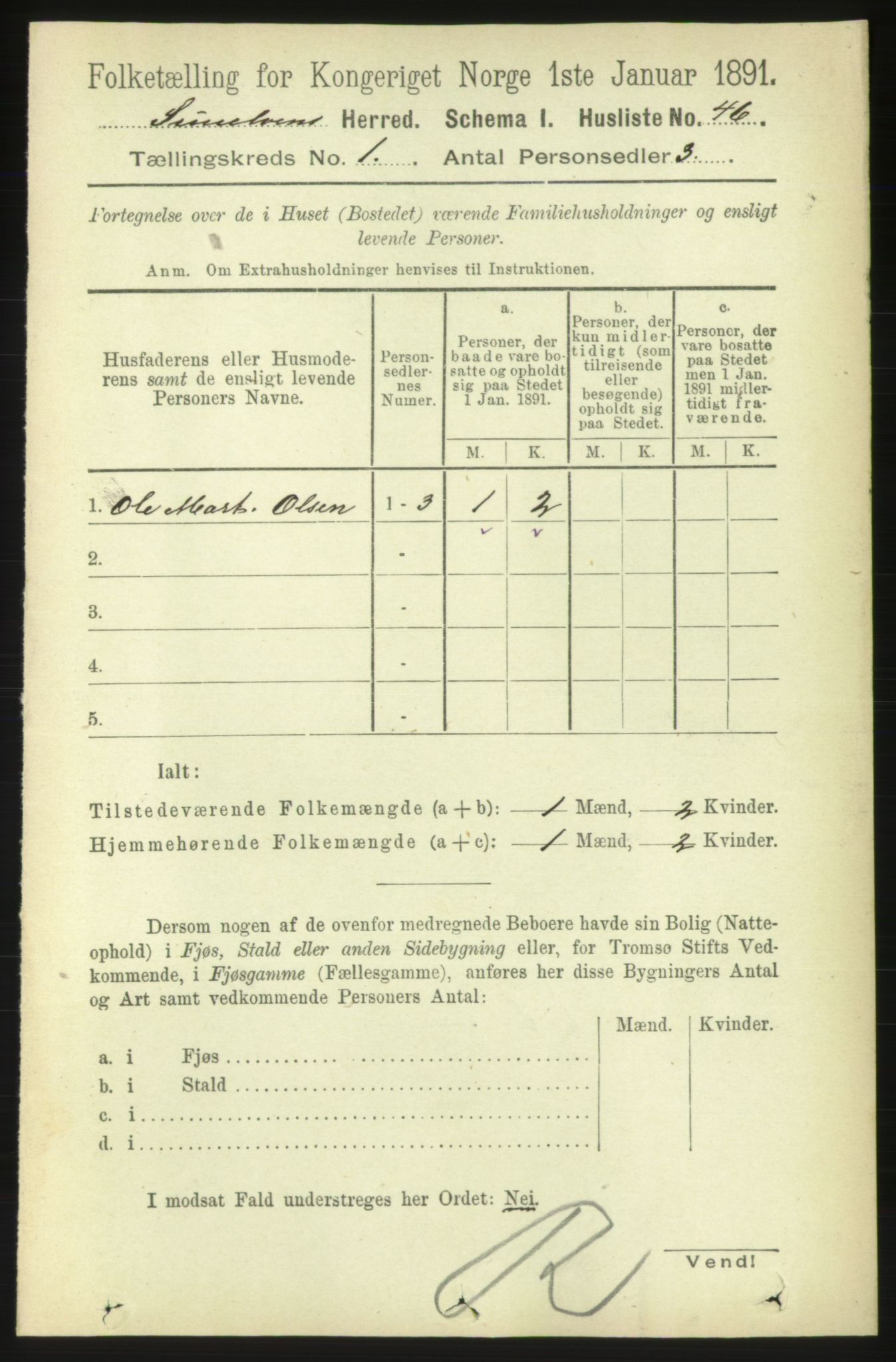 RA, 1891 census for 1523 Sunnylven, 1891, p. 67