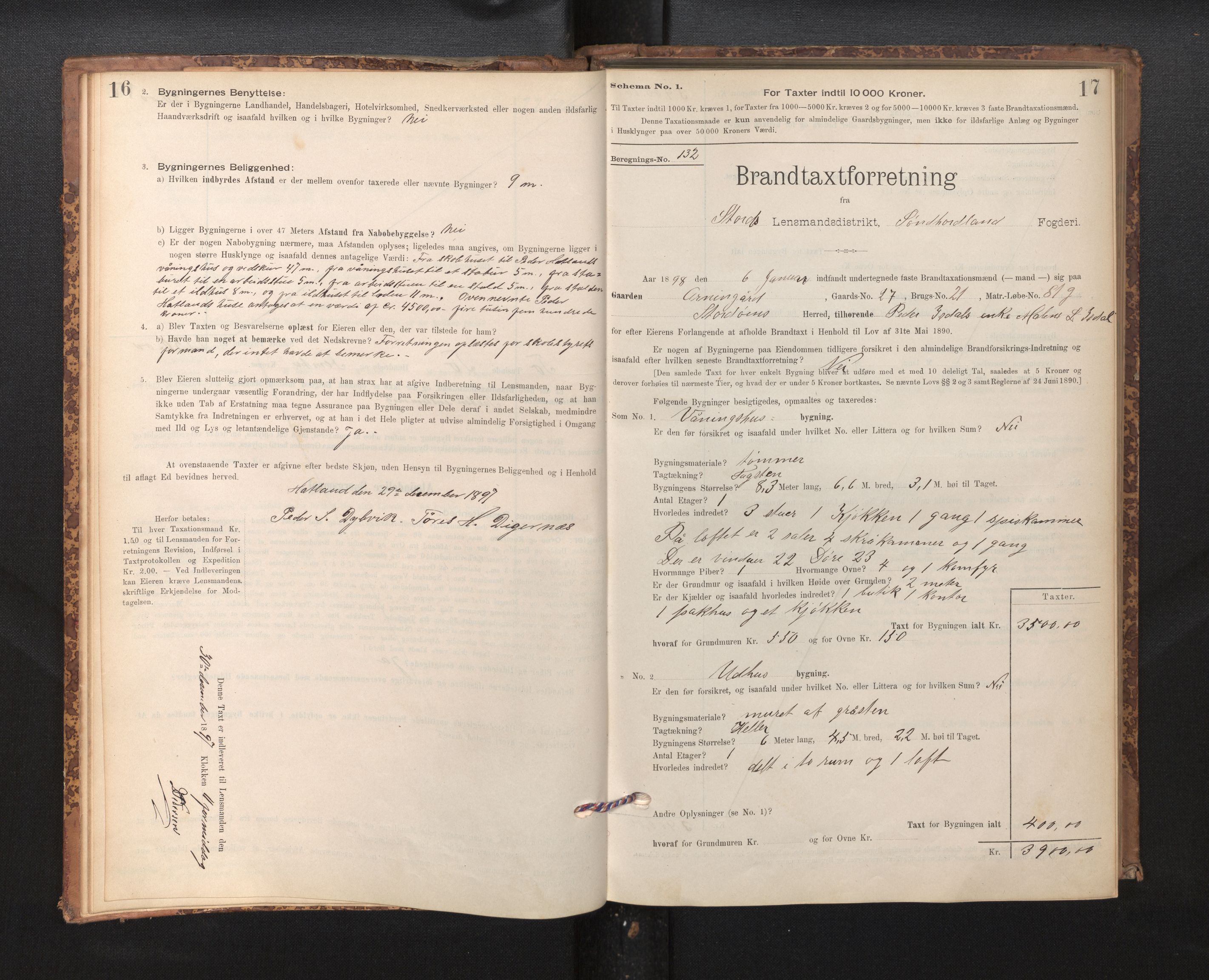 Lensmannen i Stord, SAB/A-35001/0012/L0002: Branntakstprotokoll, skjematakst, 1897-1922, p. 16-17