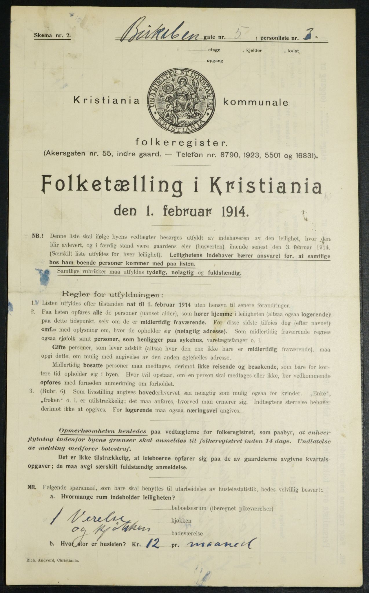 OBA, Municipal Census 1914 for Kristiania, 1914, p. 4934