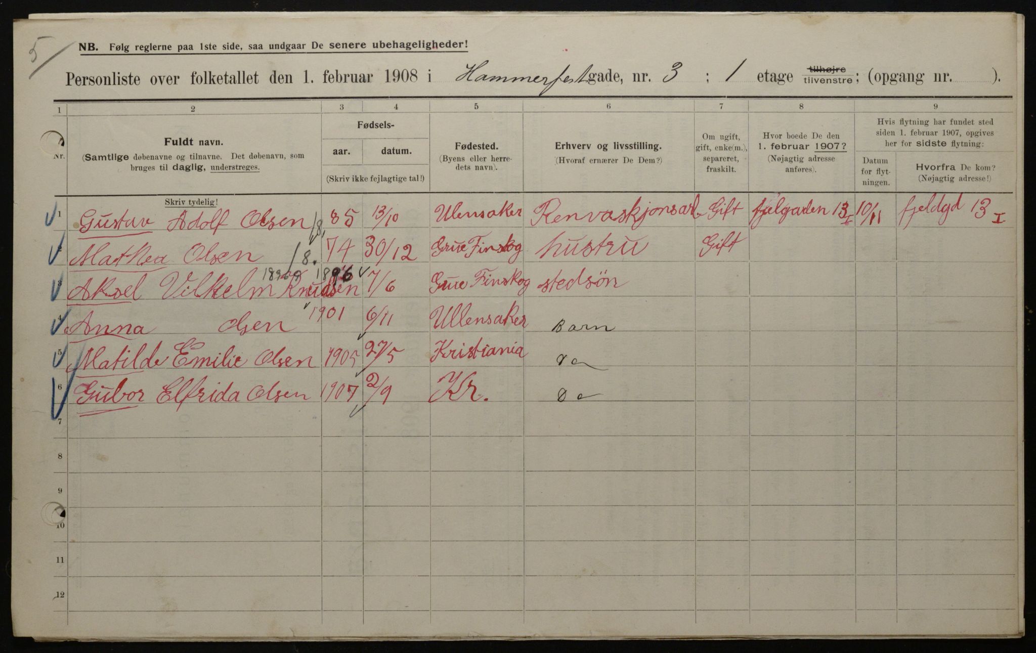 OBA, Municipal Census 1908 for Kristiania, 1908, p. 30867